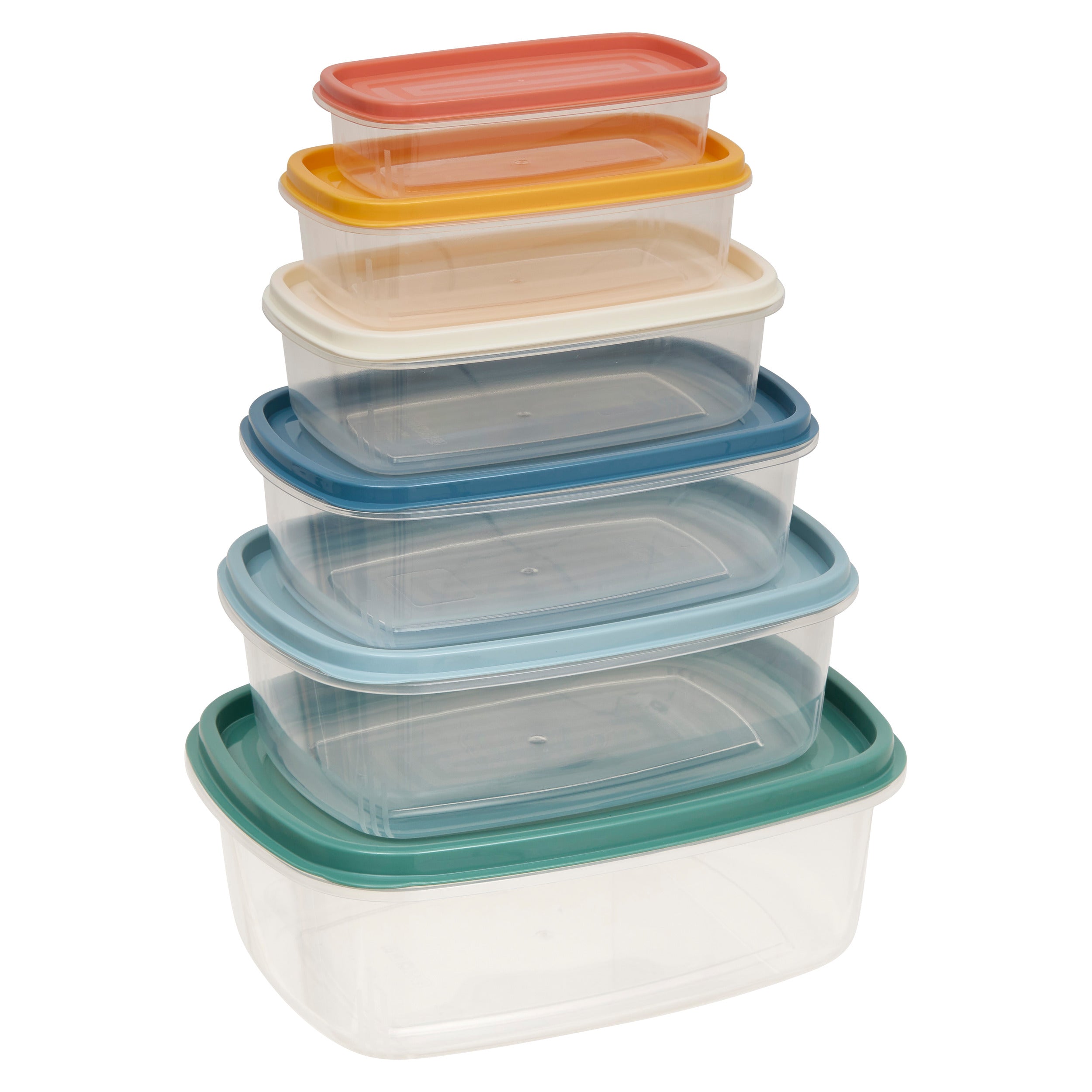 Cutii depozitare multicolore, set 6 buc, patrate, PP