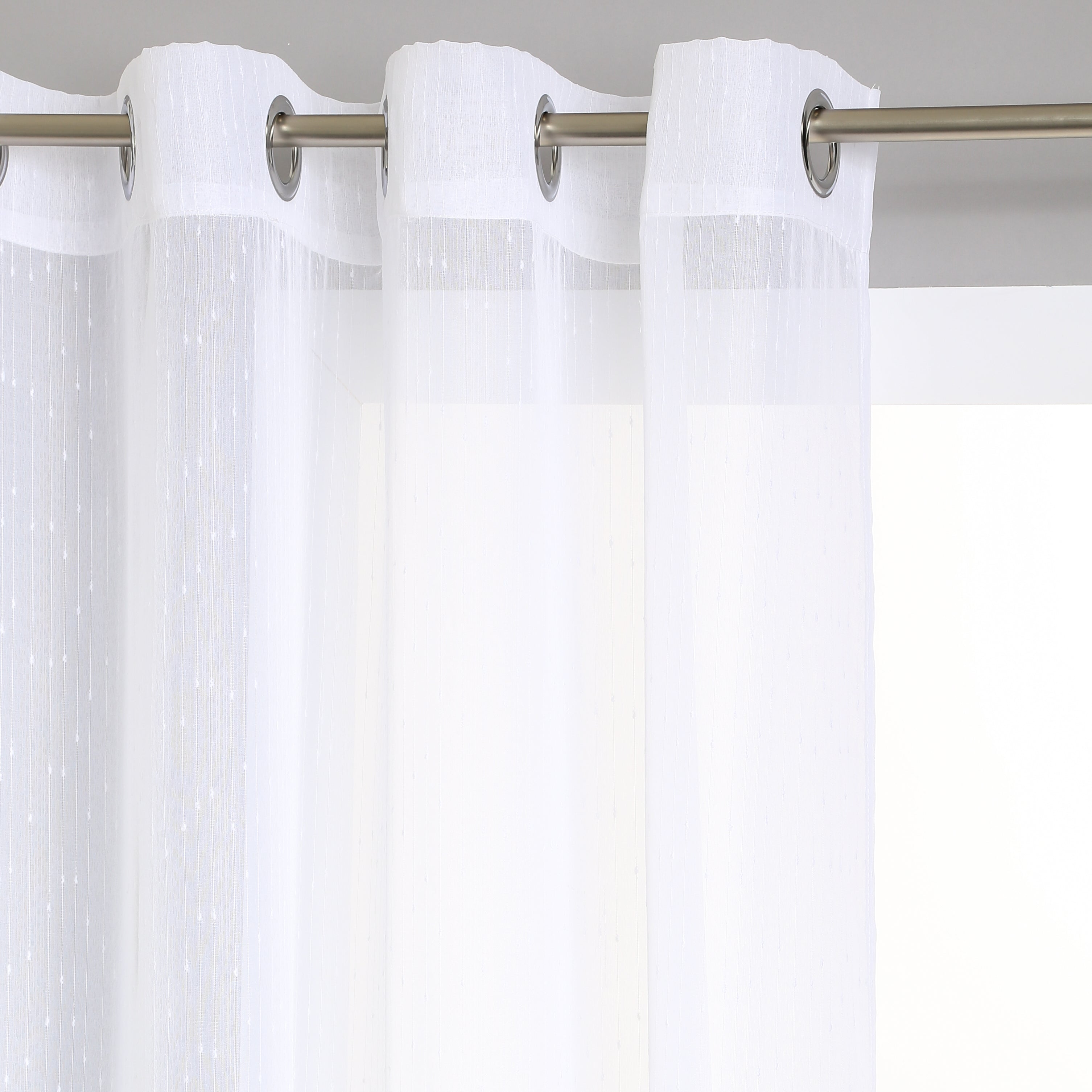Perdea voal dungi alb 140 x 240 cm - Atmosphera