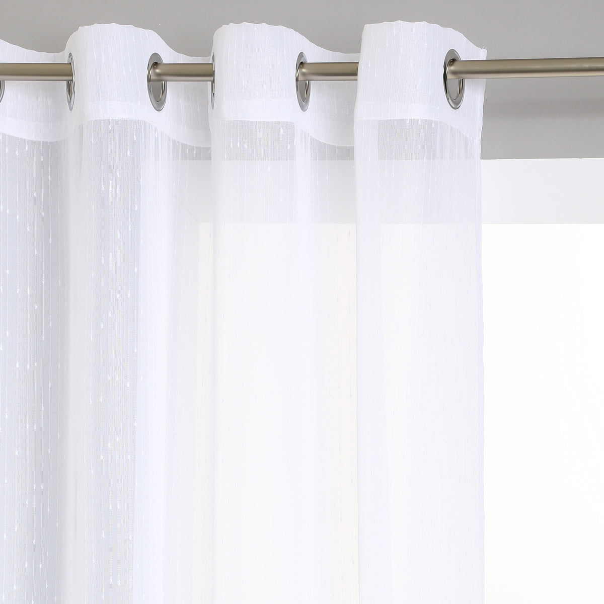 Perdea voal dungi alb 140 x 240 cm - Atmosphera