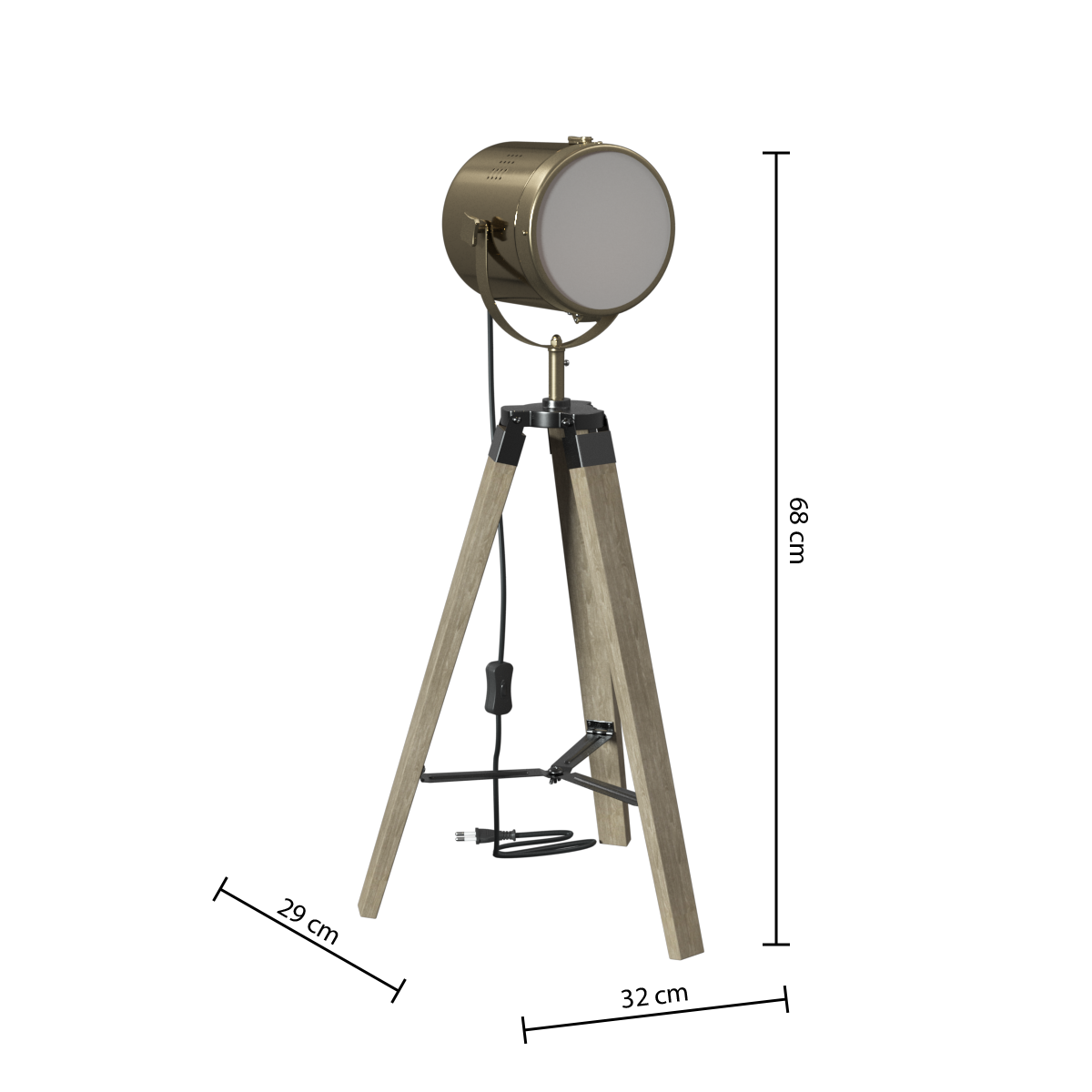 Corp de iluminat, lampa tripod ebor bronz H68 cm - Atmosphera