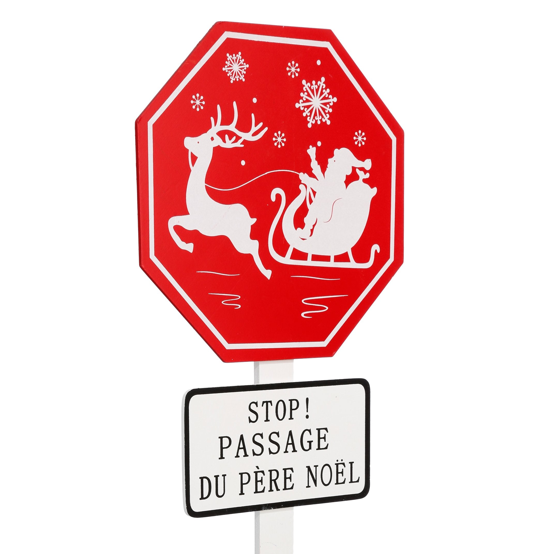 Pancarta Stop Mos Craciun, lemn, H 90 cm | Atmosphera
