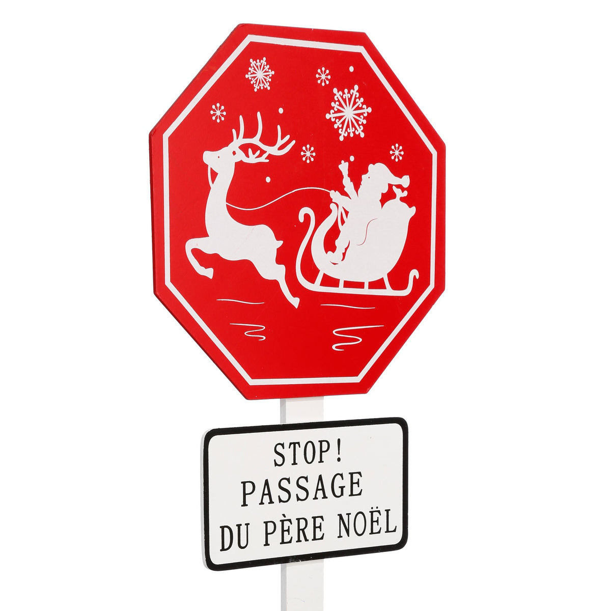Pancarta Stop Mos Craciun, lemn, H 90 cm | Atmosphera