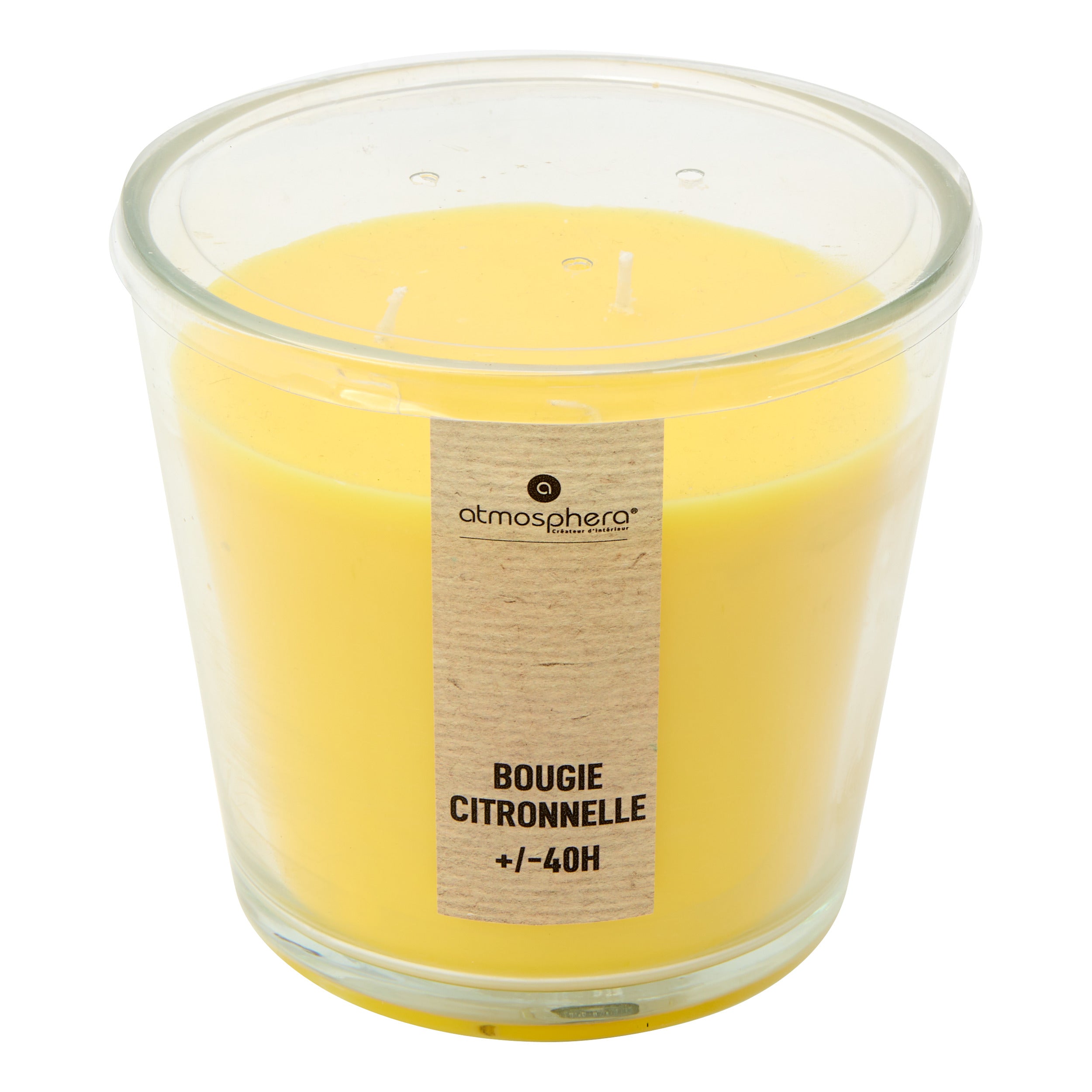 Lumanare citronella, suport sticla, 510 g