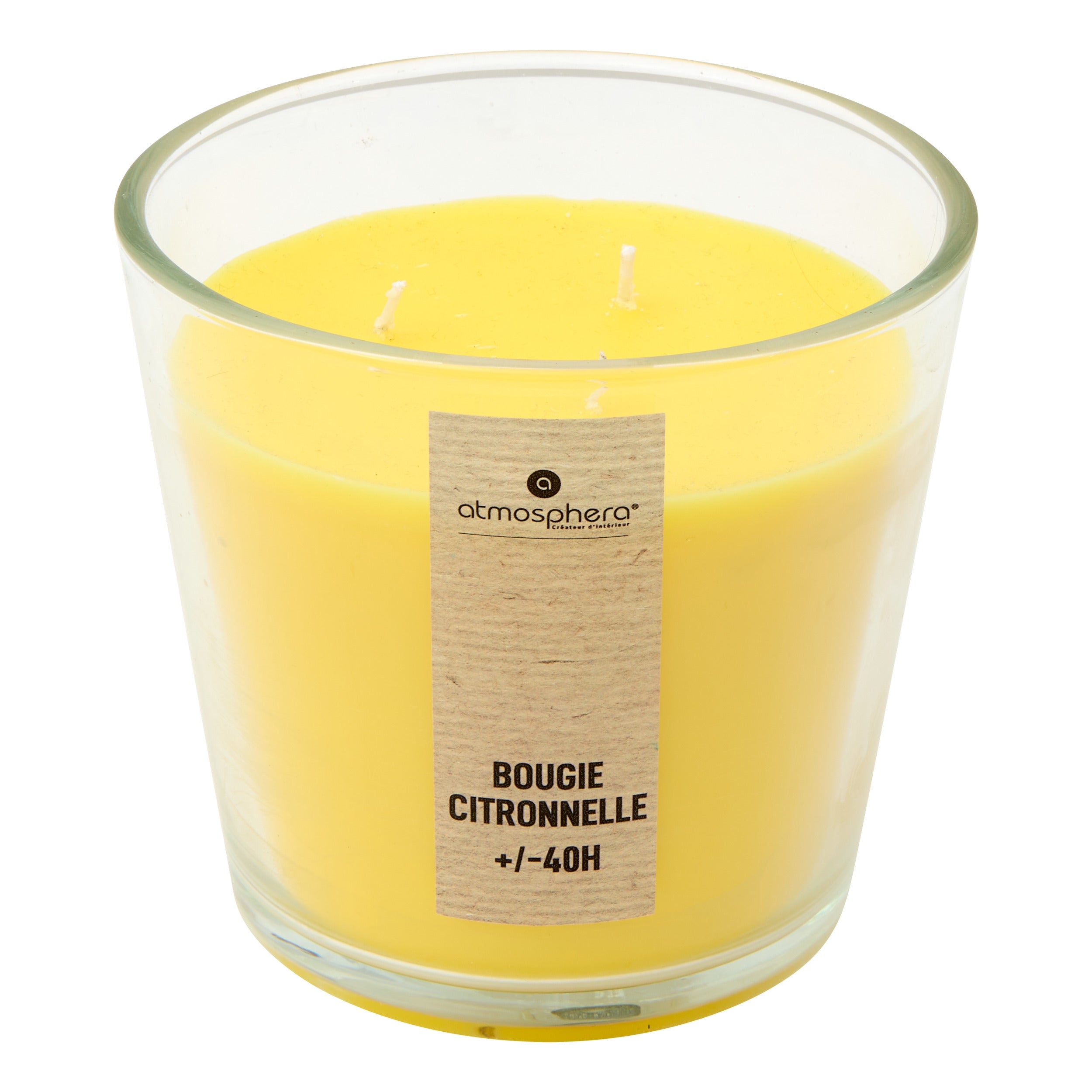 Lumanare citronella, suport sticla, 510 g