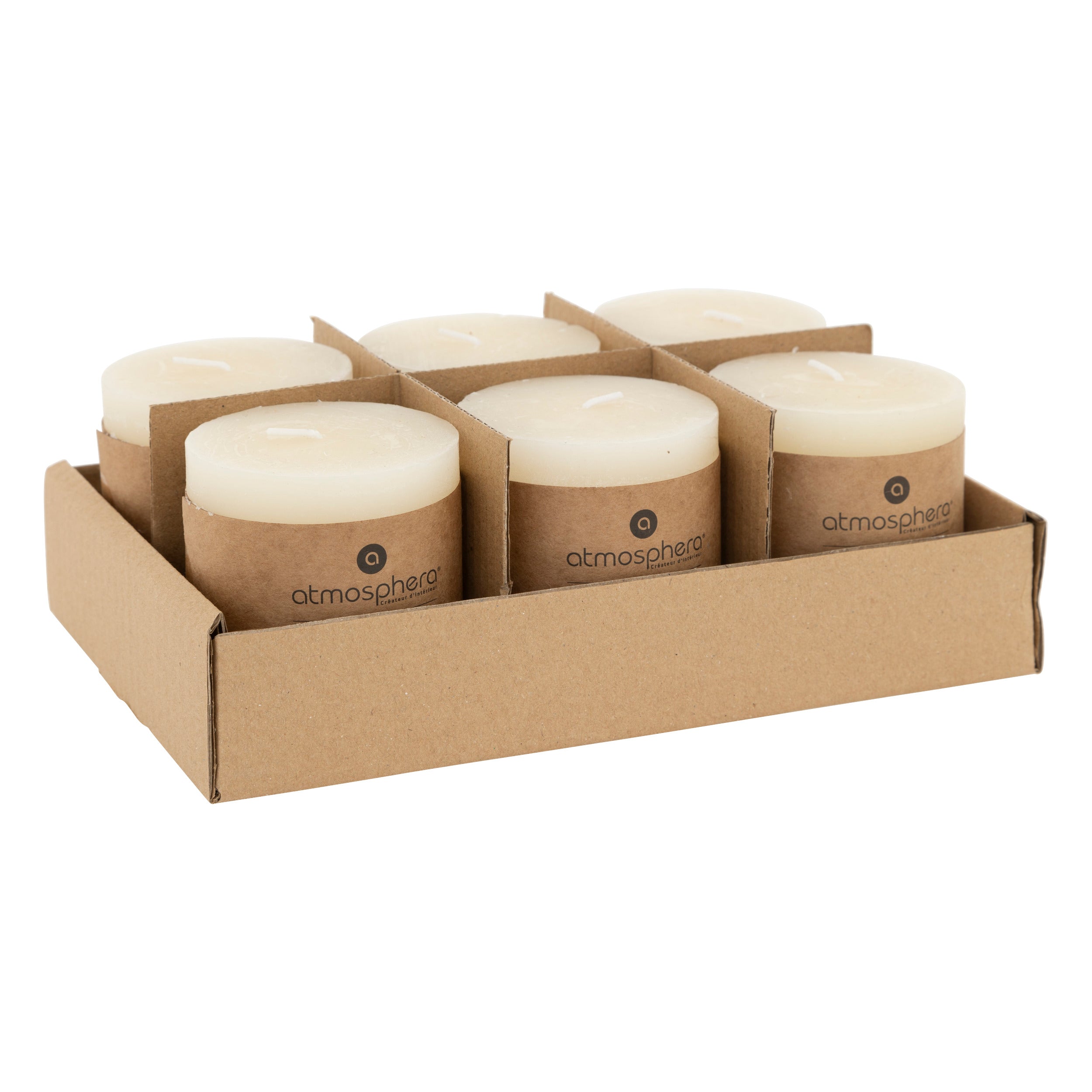 Lumanare rotunda "Olia" - Alb fildes, 220 g - Atmosphera