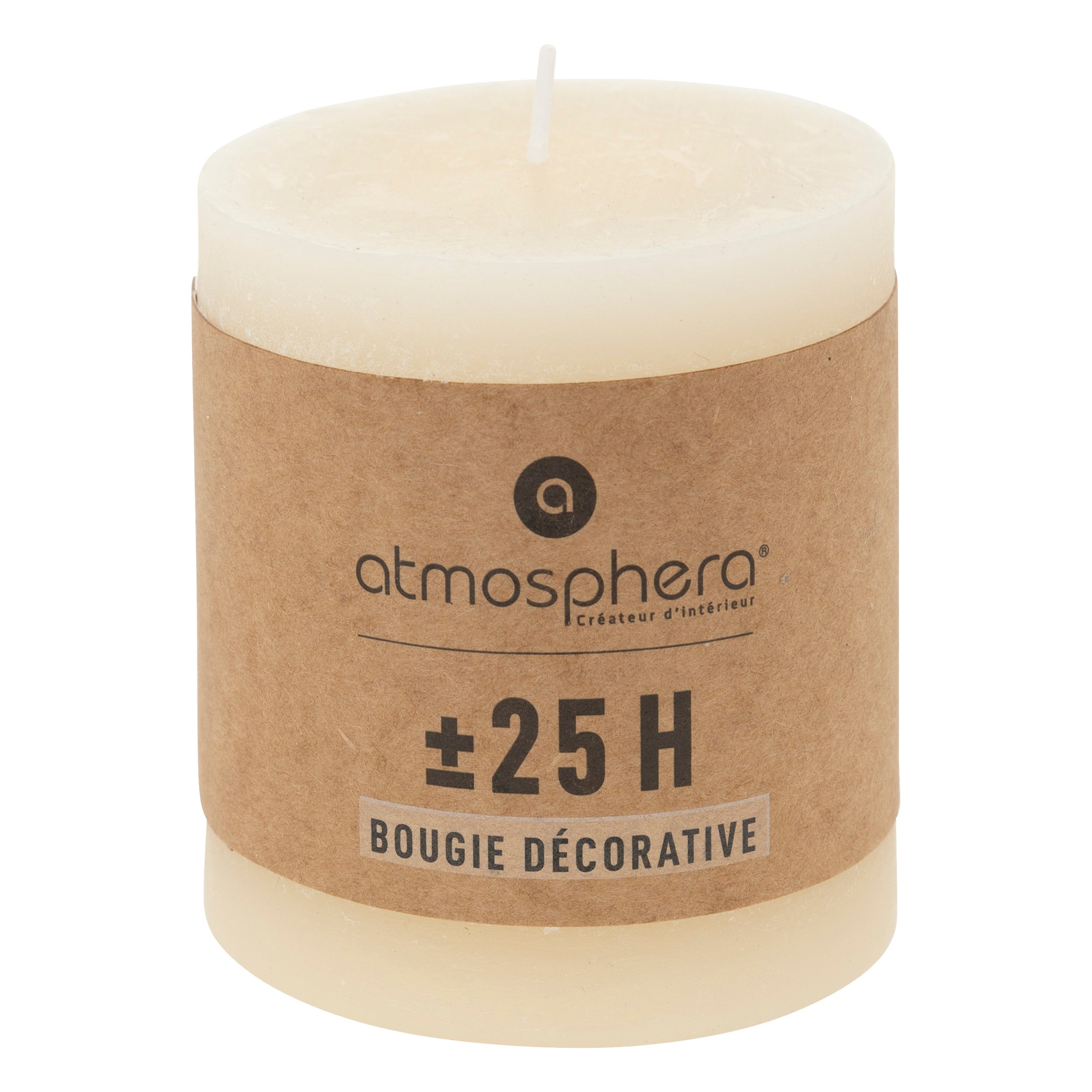 Lumanare rotunda "Olia" - Alb fildes, 220 g - Atmosphera