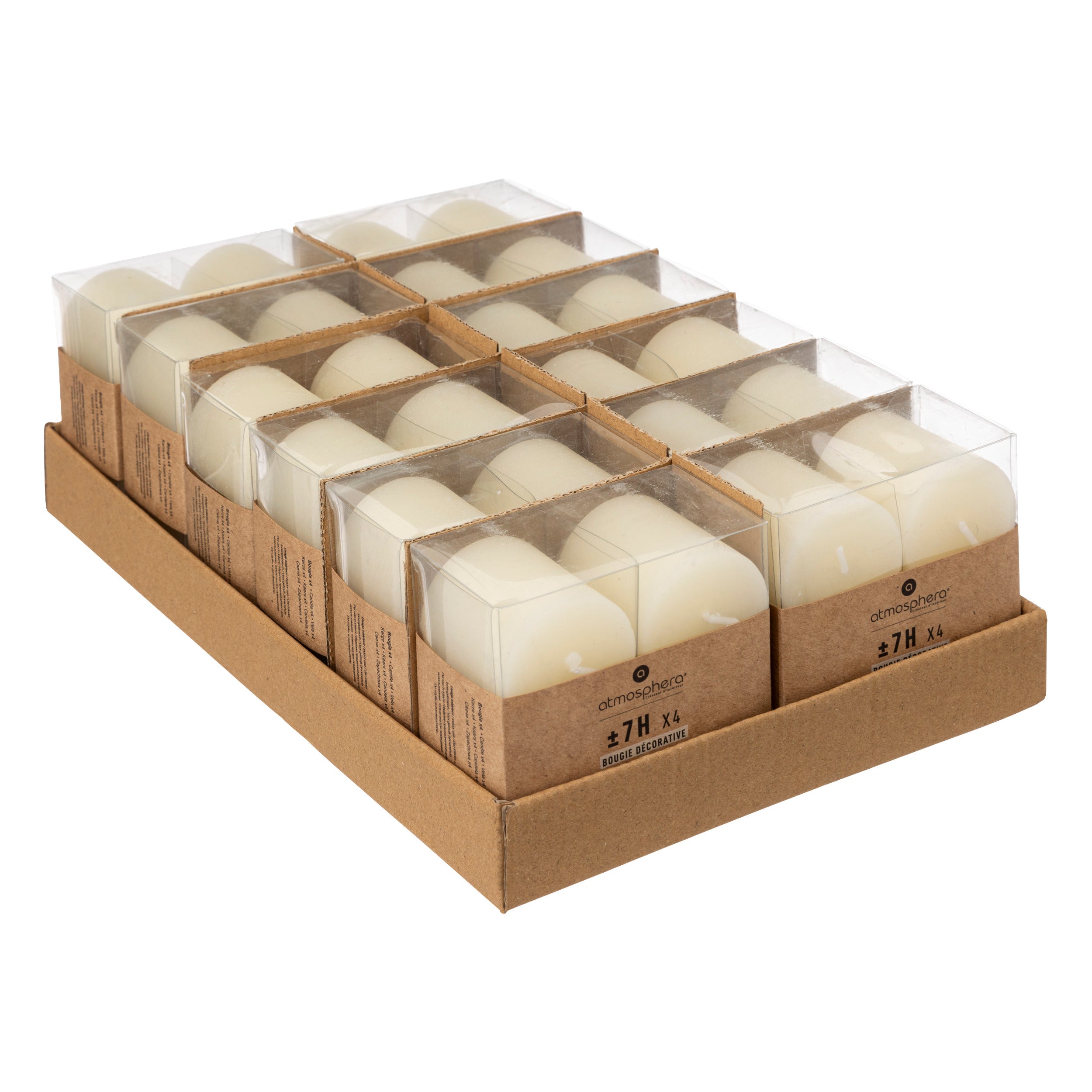 Lumanare rustica, 4 bucati - Alb ivoriu, 60 g - Atmosphera