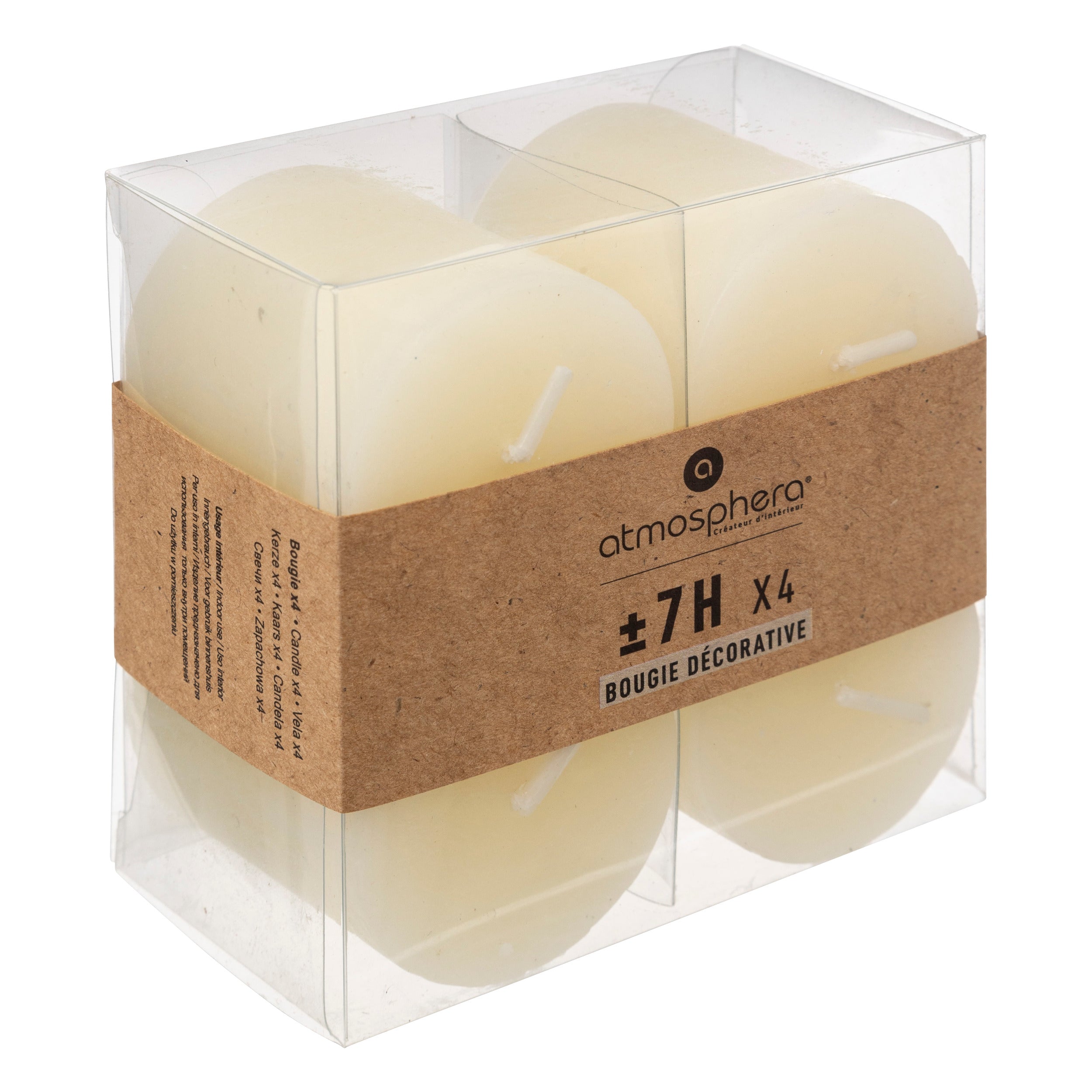 Lumanare rustica, 4 bucati - Alb ivoriu, 60 g - Atmosphera