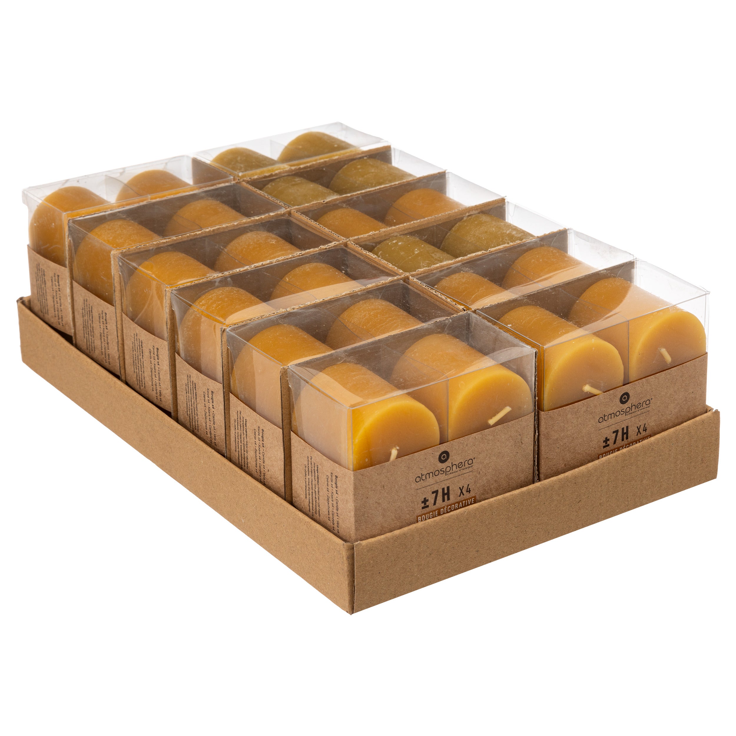Lumanare rustica "Olia", 4 bucati - Galben, 60 g - Atmosphera