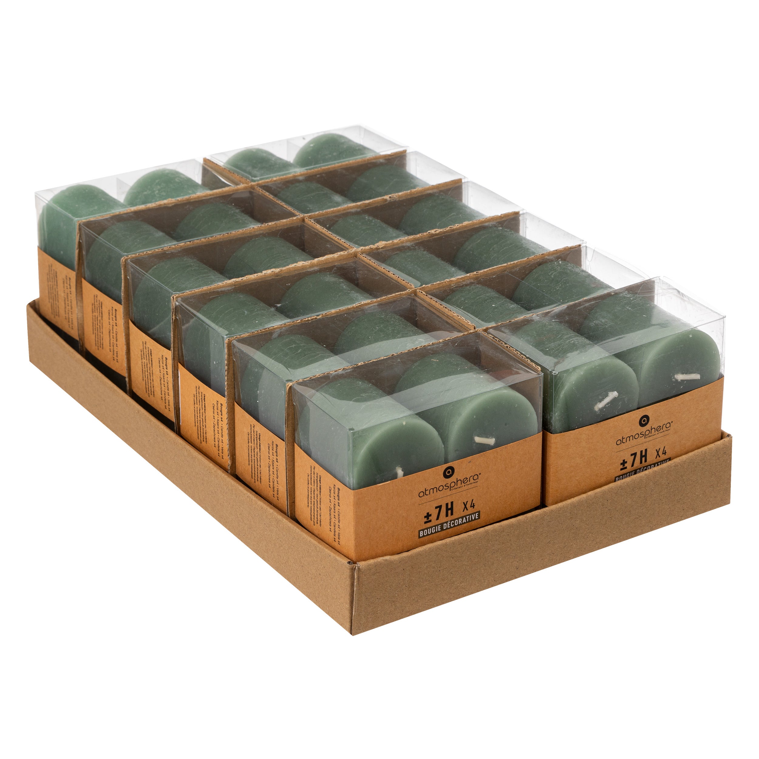 Lumanare rustica "Olia", 4 bucati - Verde eucalipt, 60 g - Atmosphera