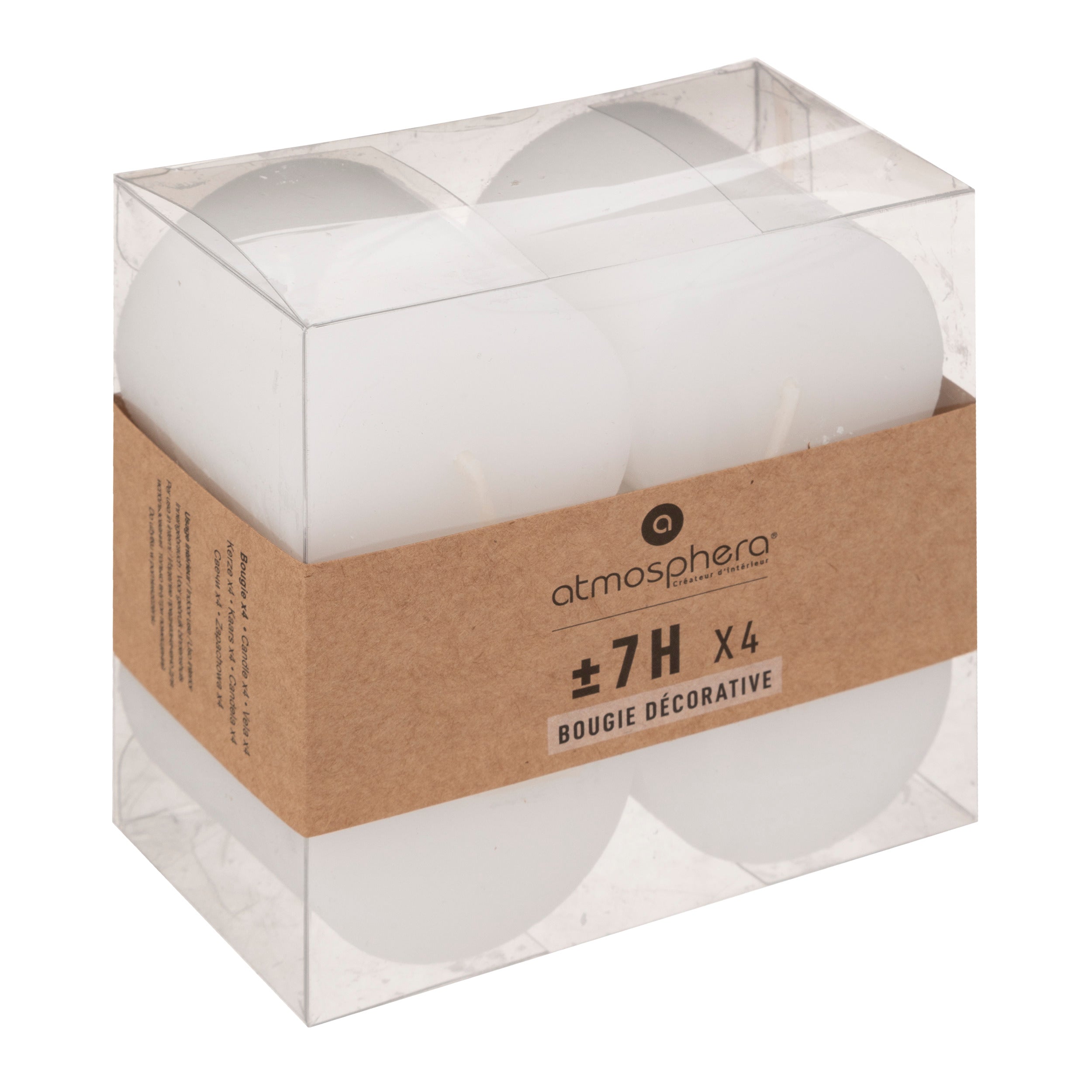 Lumanare rustica "Olia", 4 bucati - Alb, 60 g - Atmosphera
