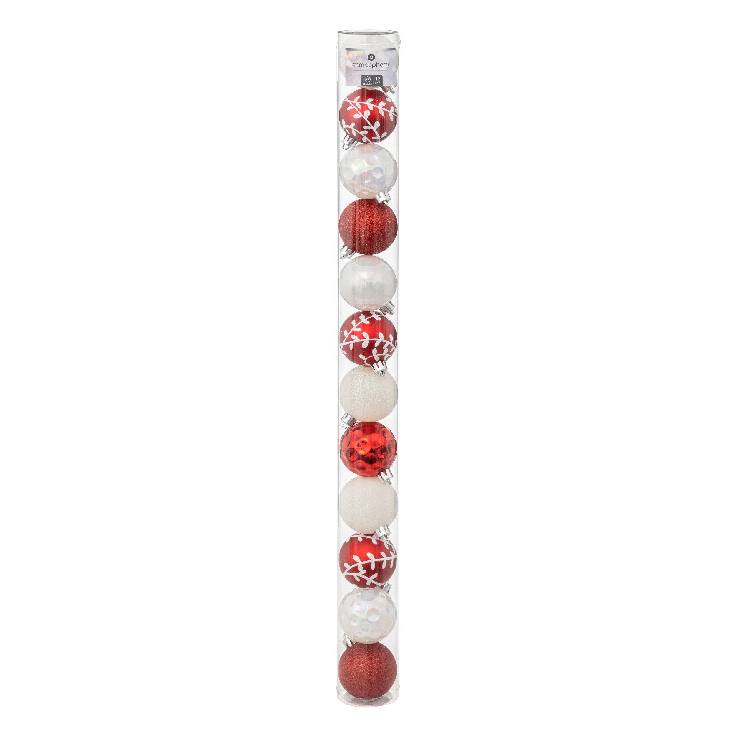 Set 12 globuri, D 6 cm, rosu si alb | Atmosphera