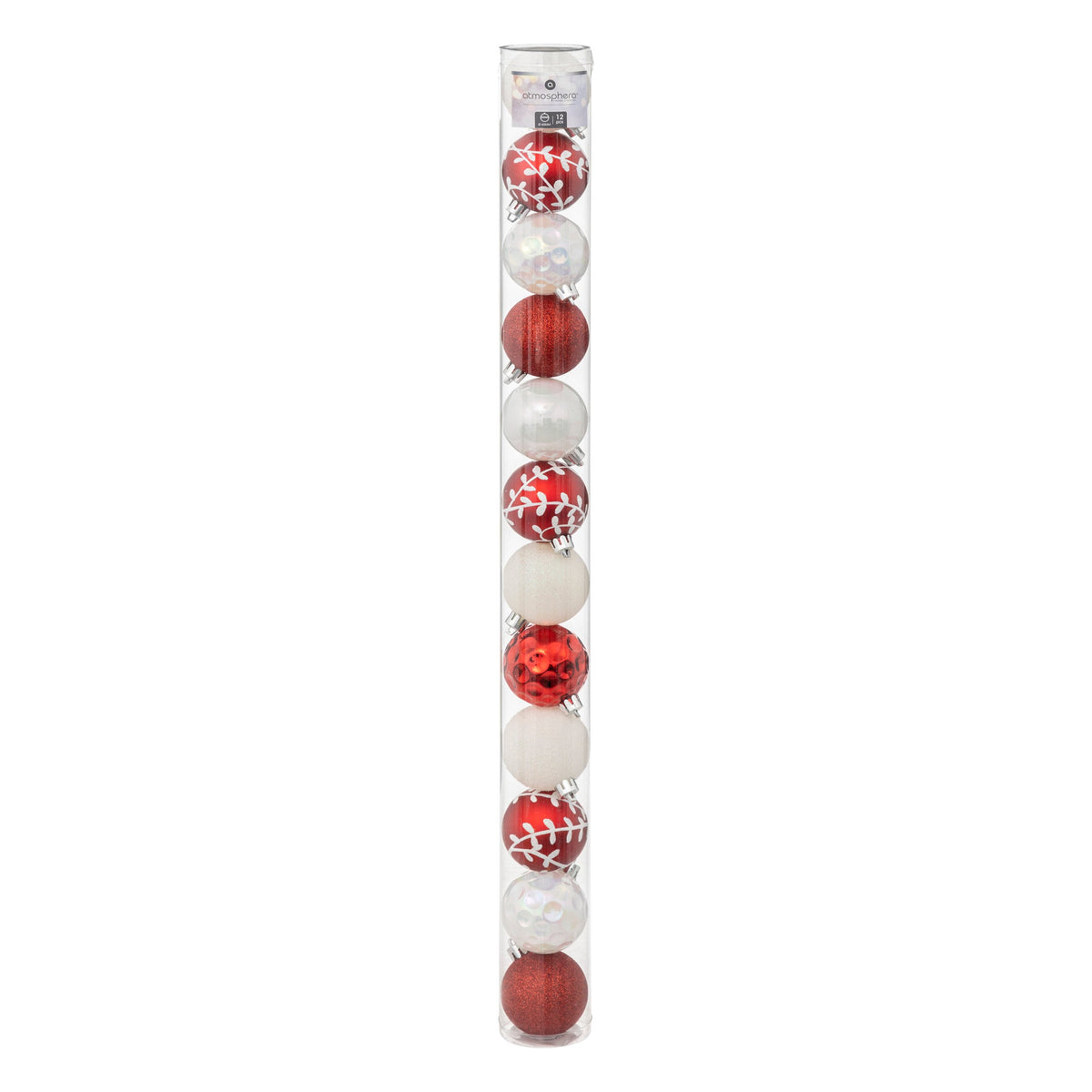 Set 12 globuri, D 6 cm, rosu si alb | Atmosphera