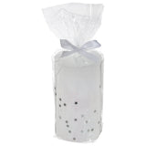 Lumanare cilindru cu sclipici, alba, 7 x 12 cm | Atmosphera