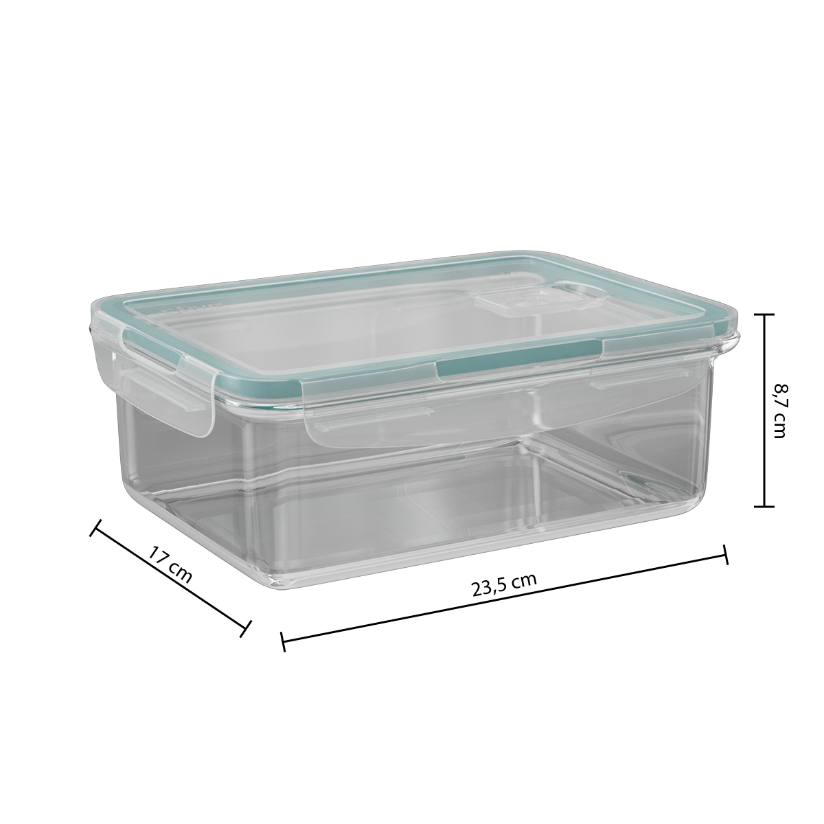 Cutie dreptunghiular sticla 1,73 l clipeat - Five