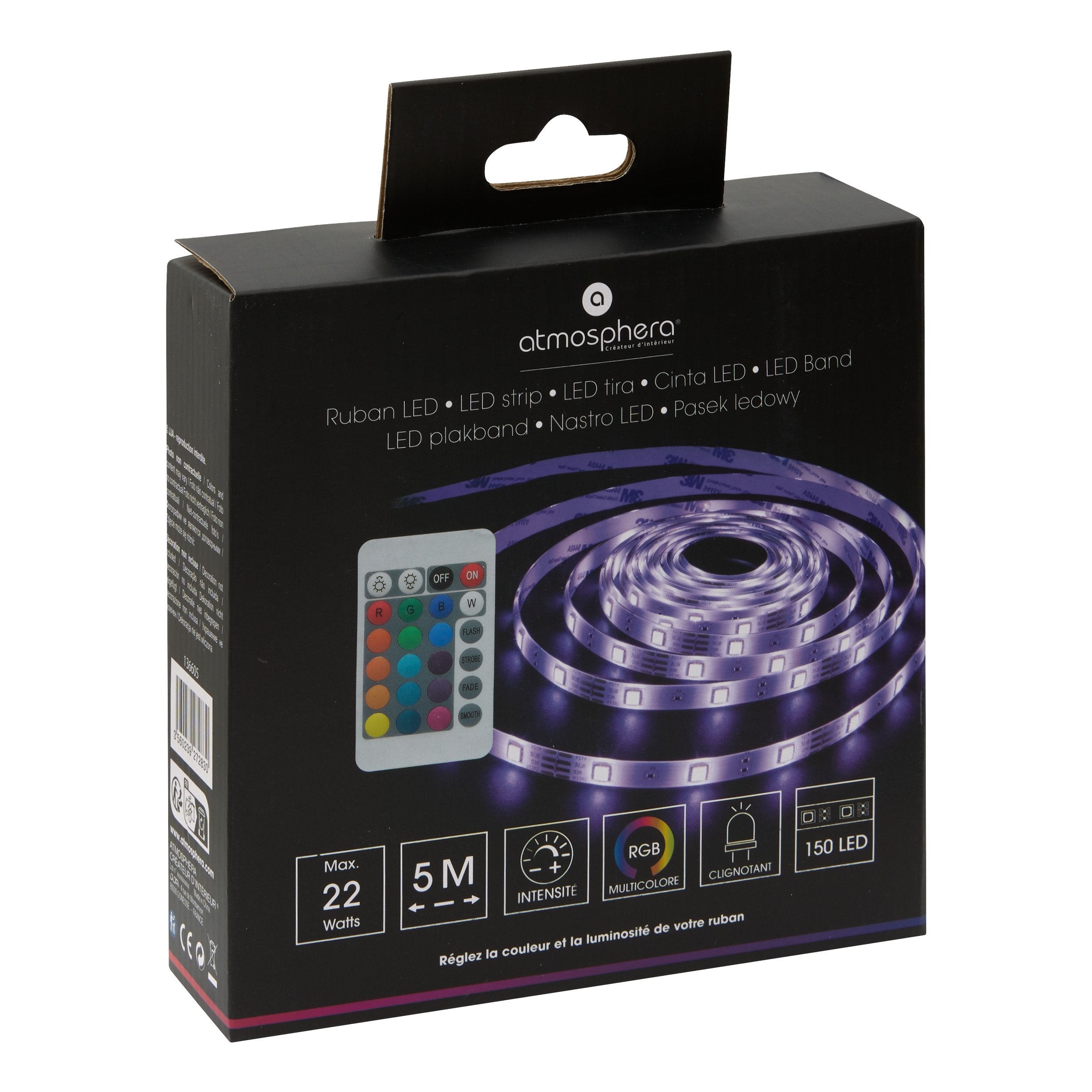 Banda LED cu alimentare la priza 5 m lungime lumina multicolora si telecomanda Home Sweet Light