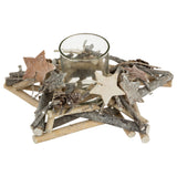 Aranjament stea de Craciun cu lumanare, alb, 20 cm | Atmosphera