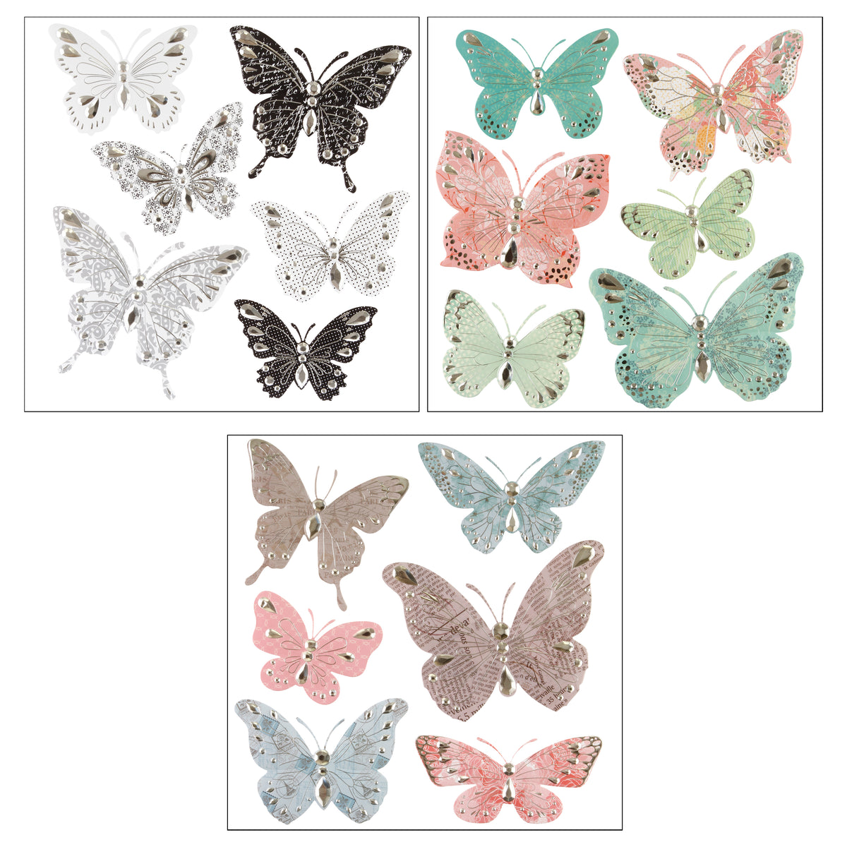 Decoratiune de perete, sticker fluture 30 x 30 cm asortat - Stick N Look