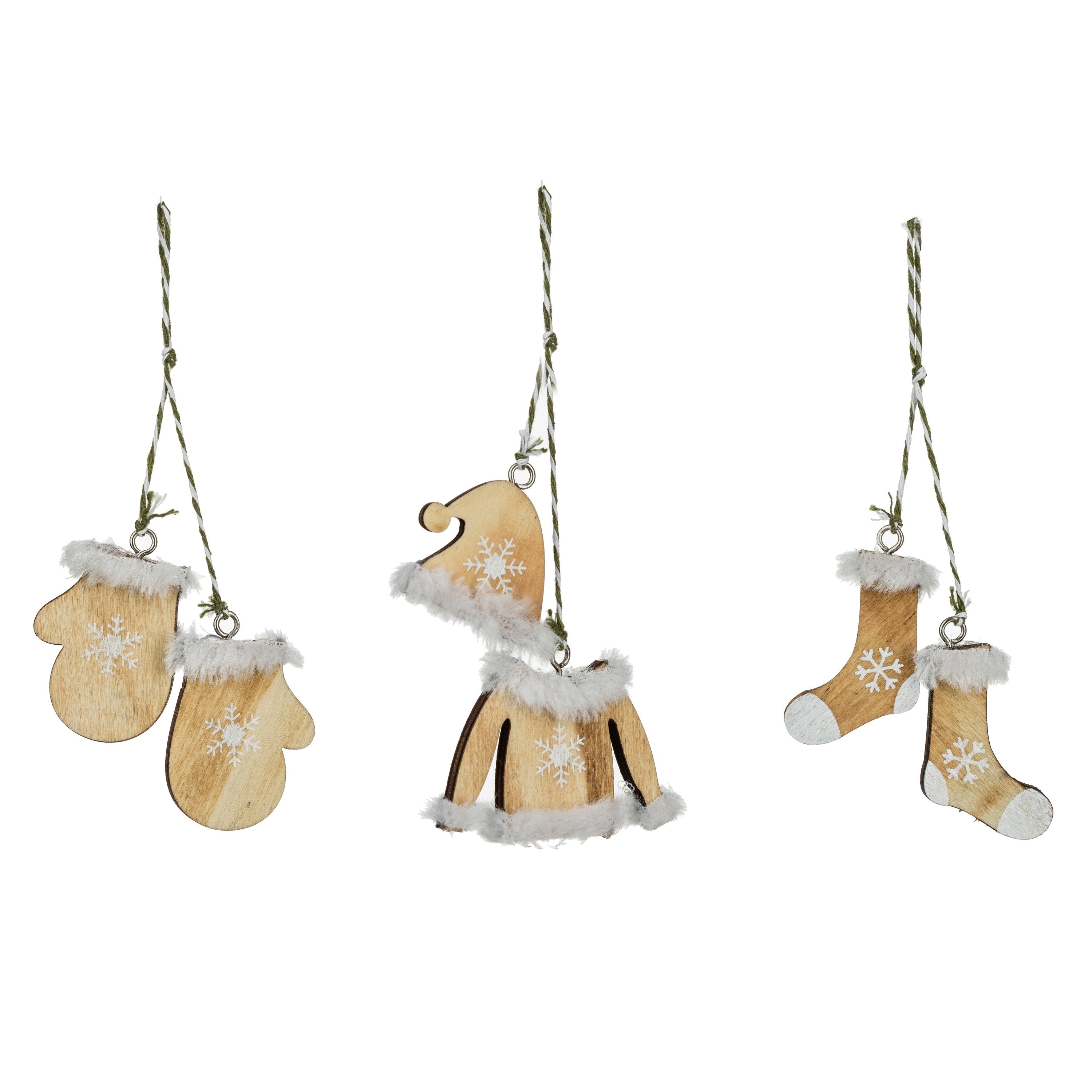 Set 3 accesorii haine de Craciun, lemn natural | Atmosphera