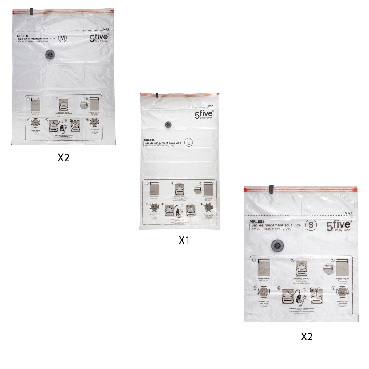 Organizator casa, sac vacuum x5 Airless perf asortat - Five