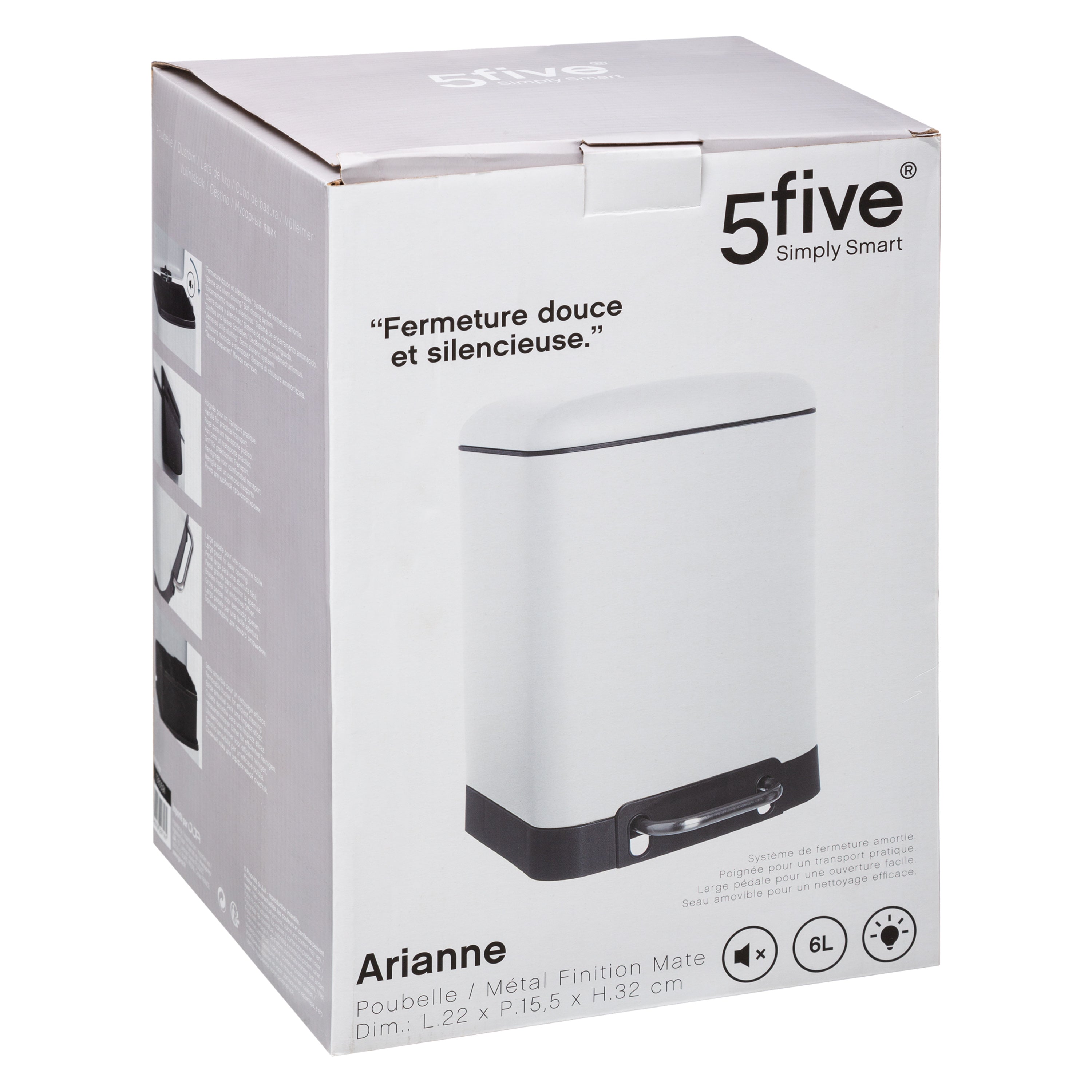 Cos gunoi softcl 6 l ariane alb - Five
