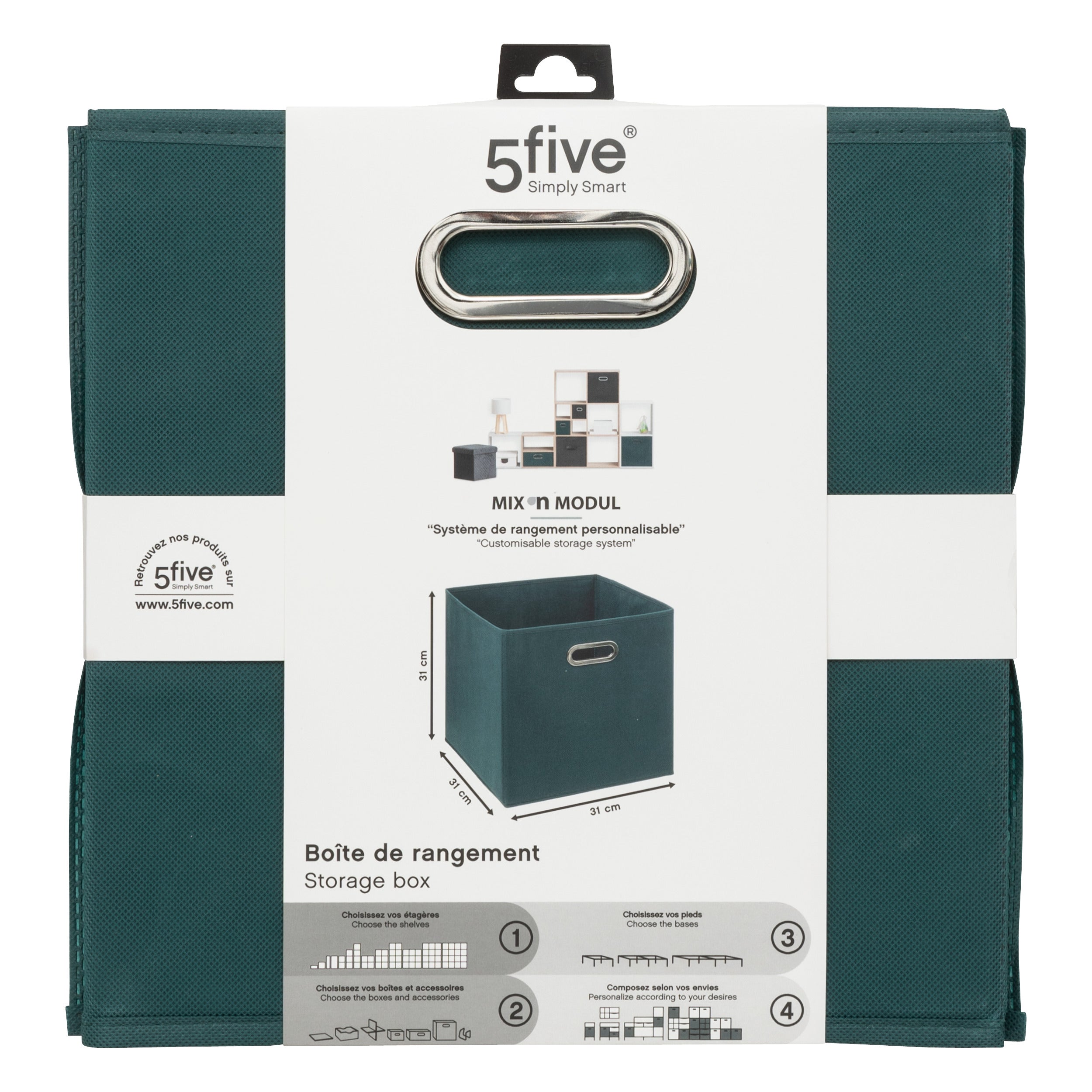 Cutie depozitare 31 x 31 cm petrol uni - Five