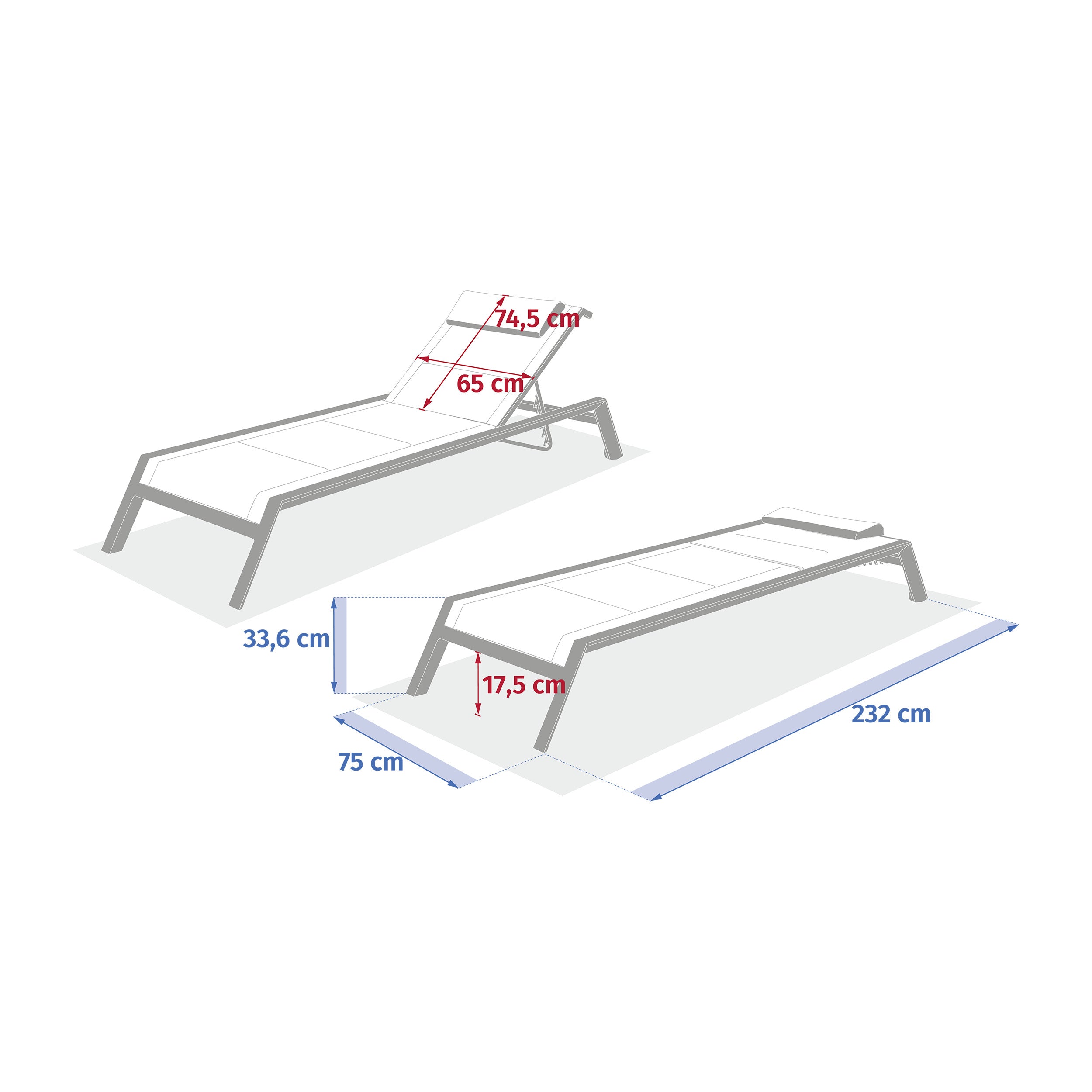 Sezlong Allure din in si lut cu 2 roti din aluminiu si textilena - Hesperide