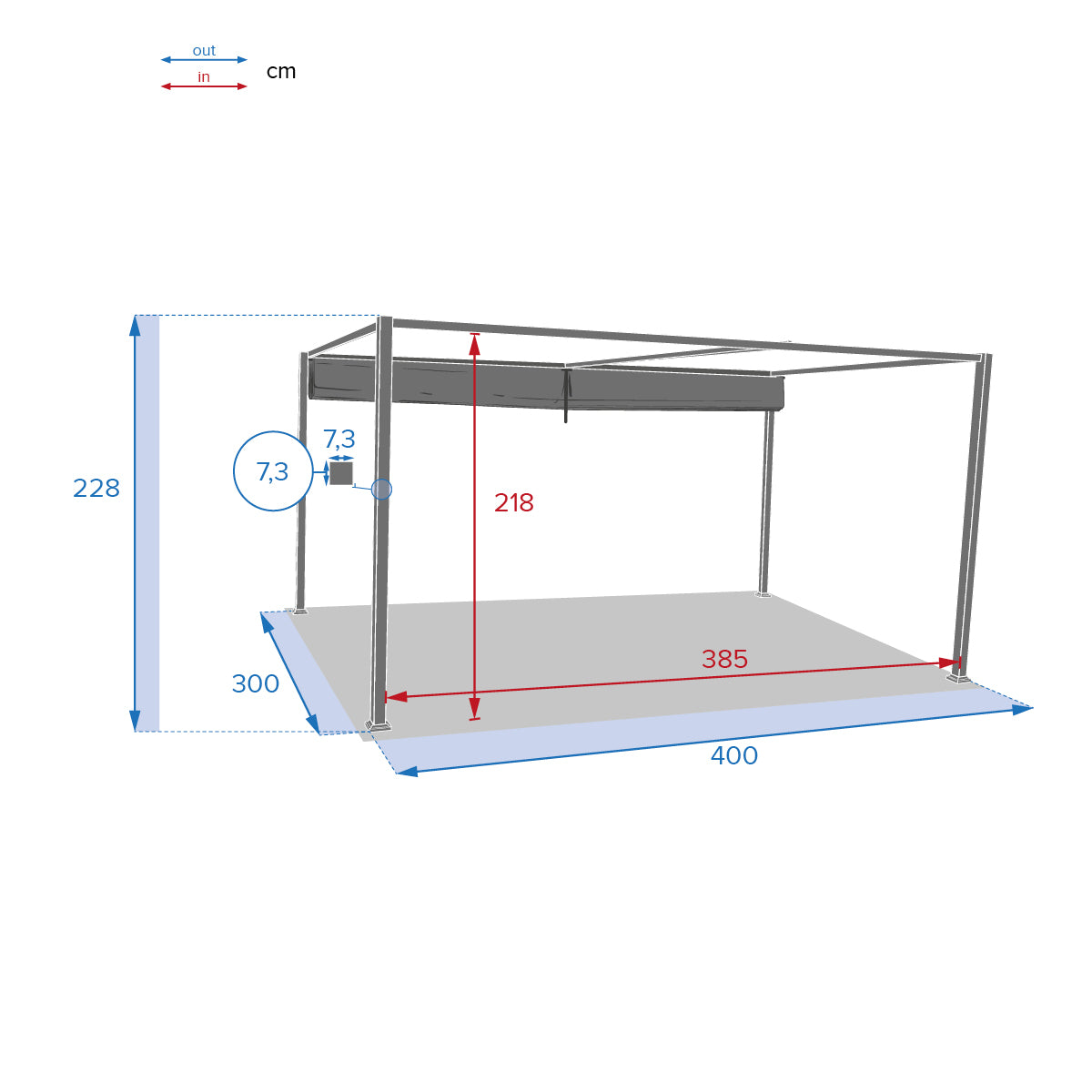 Pavilion de gradina din aluminiu ardezie Palmeira 4 x 3 m - Hesperide