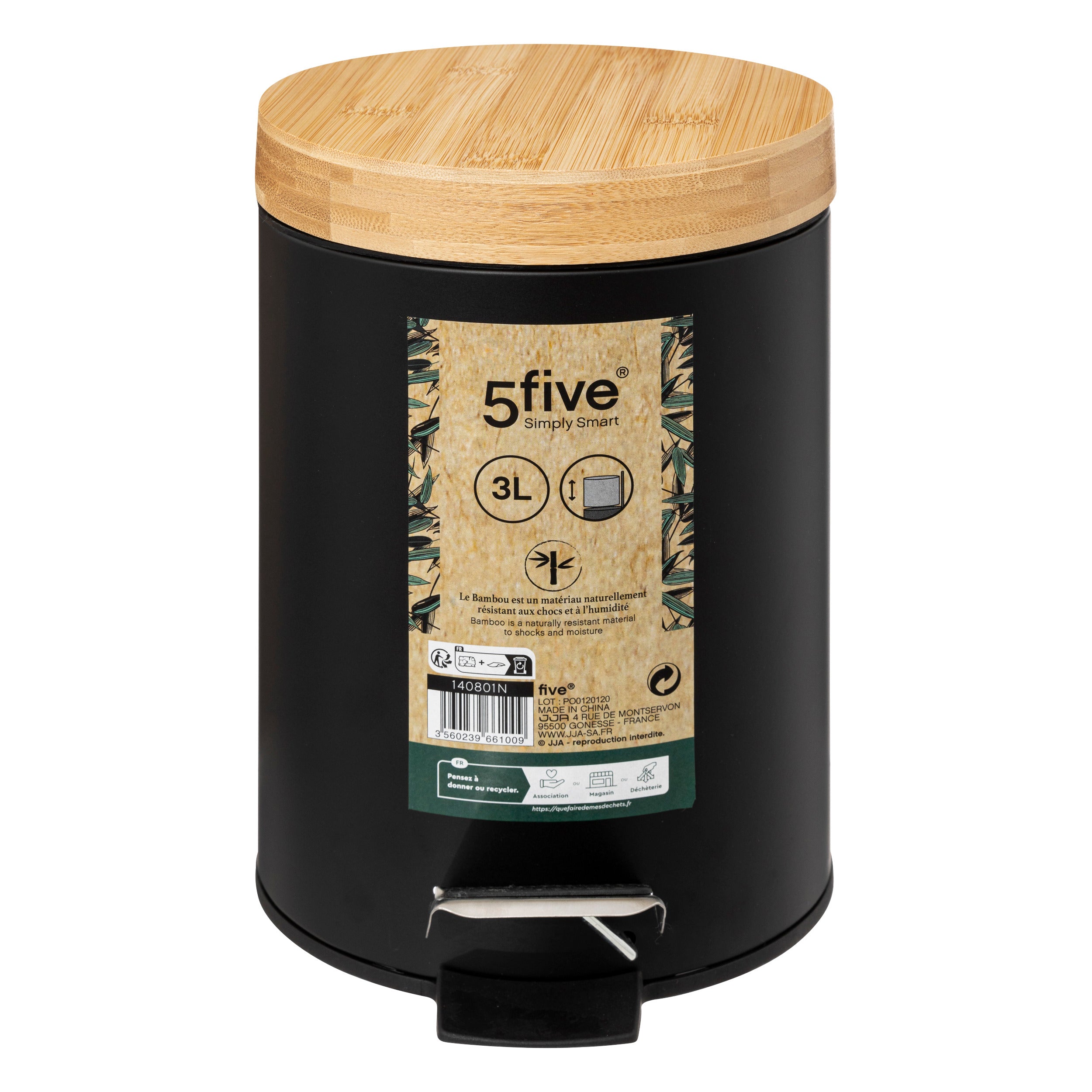 Cos de gunoi 3 l negru natureo - Five