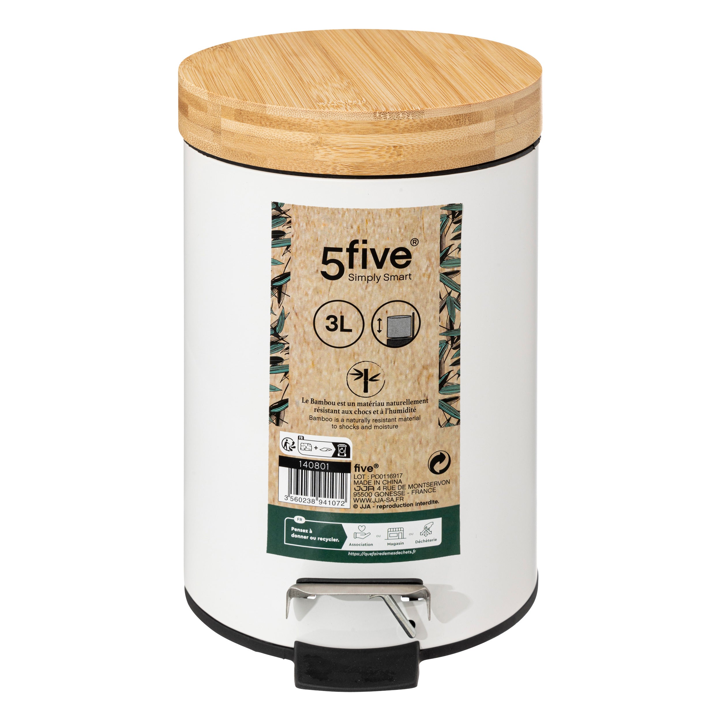 Cos gunoi 3 l natureo alb - Five