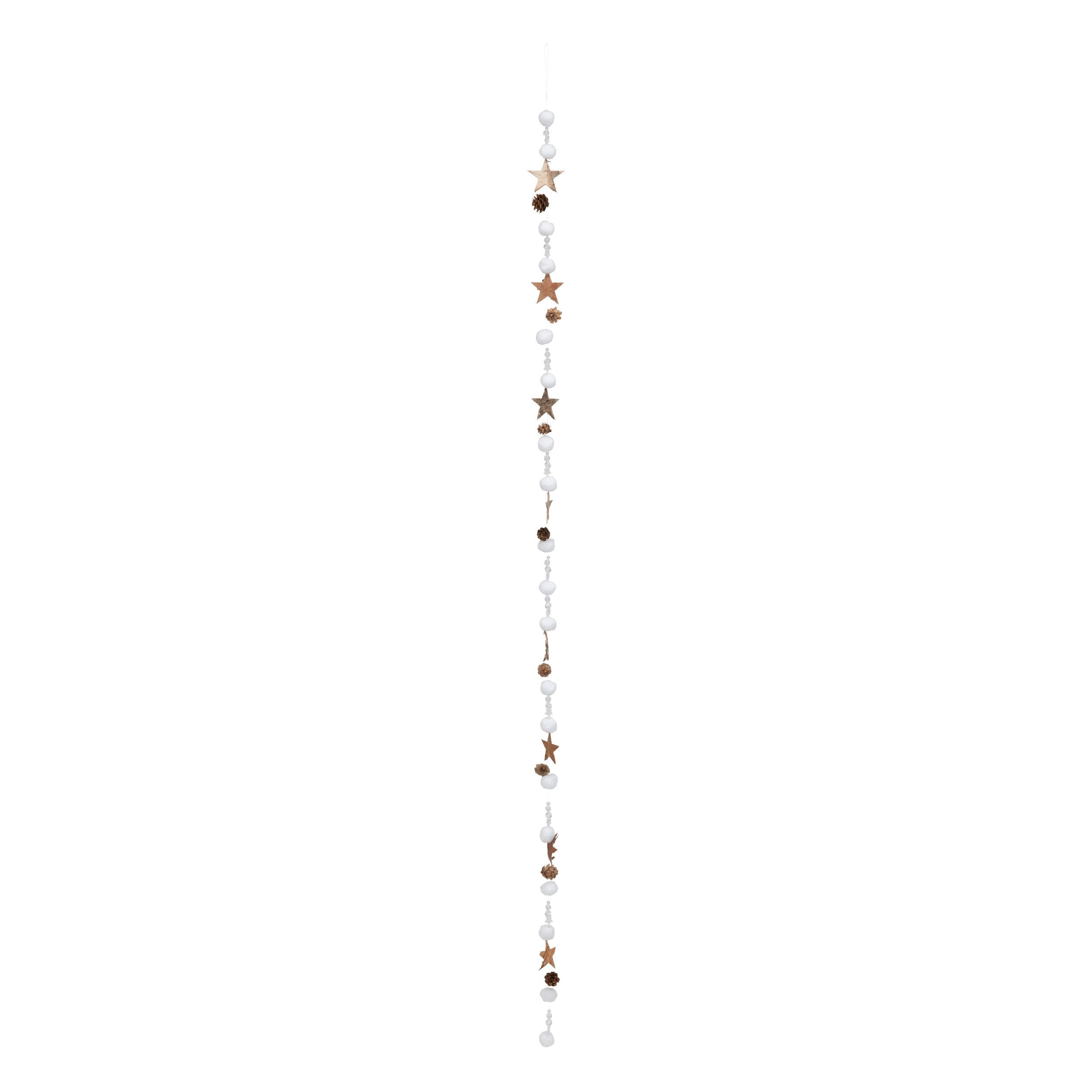 Ghirlanda cu stele si globuri din lemn, 1,4 m | Atmosphera