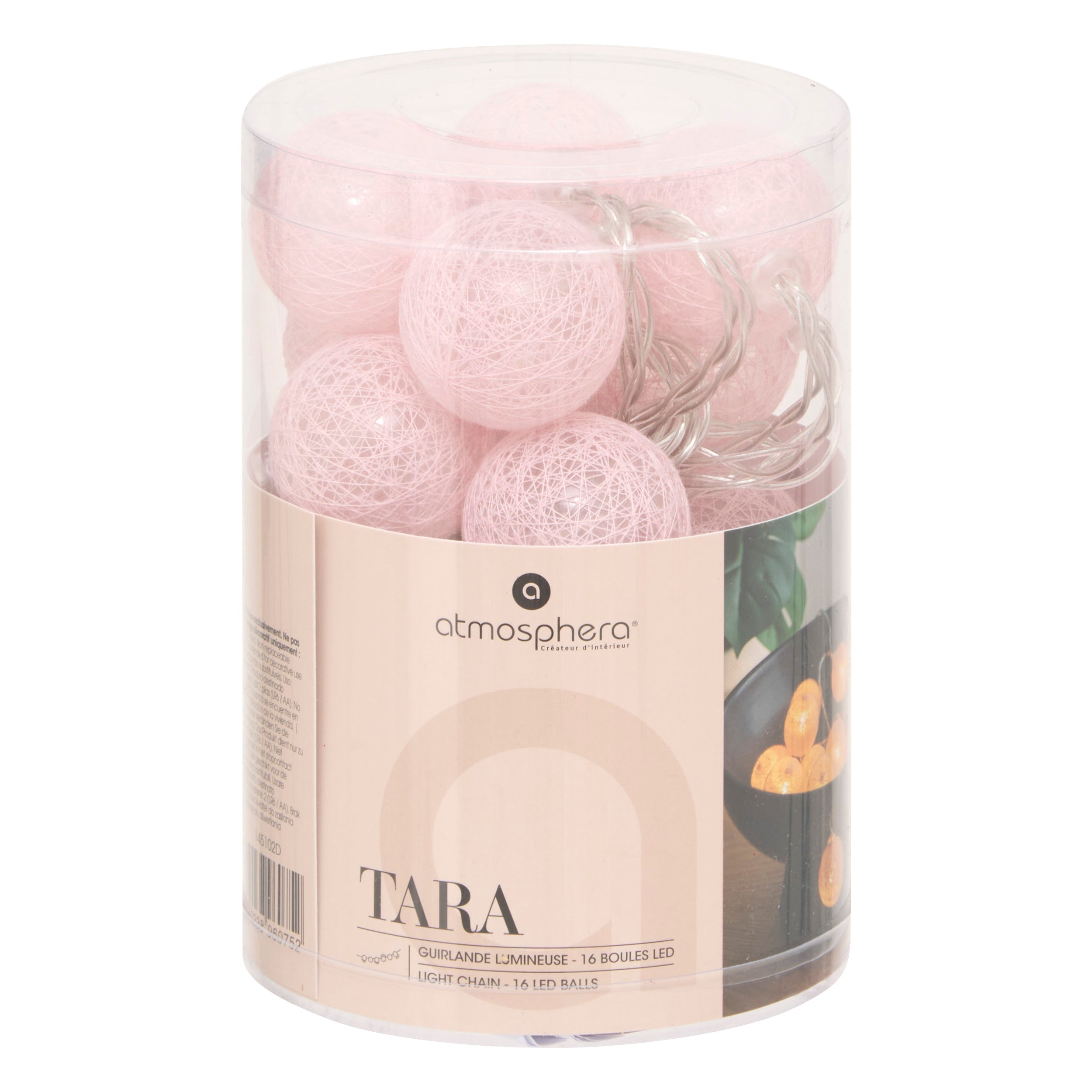 Corp de iluminat, tara roz baterii aur 16 bile D3.5 cm - Atmosphera