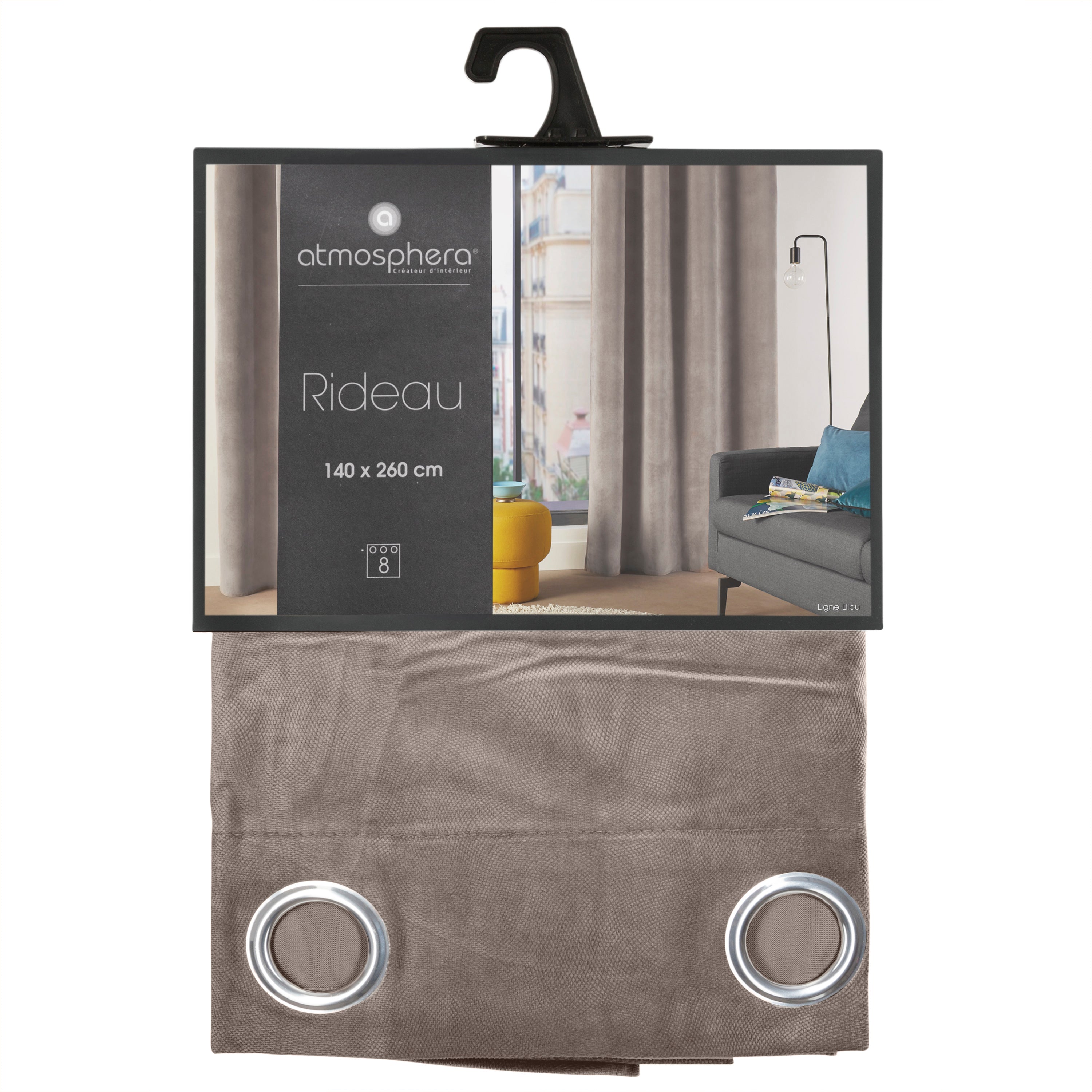 Textila pentru casa, draperie lilou taupe 140 x 260 cm - Atmosphera