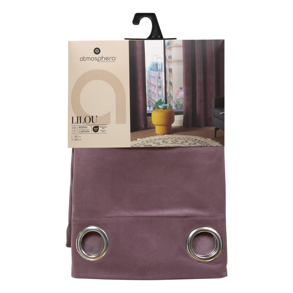 Textila pentru casa, curtain lilou mauve 140 x 260 cm - Atmosphera