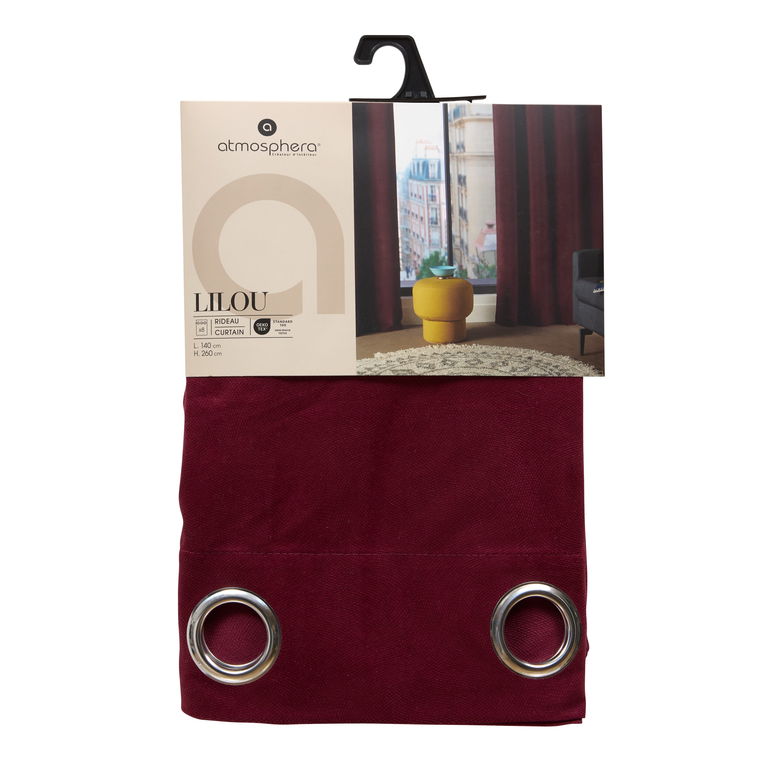 Textila pentru casa, curtain lilou rosu grnt 140 x 260 cm - Atmosphera