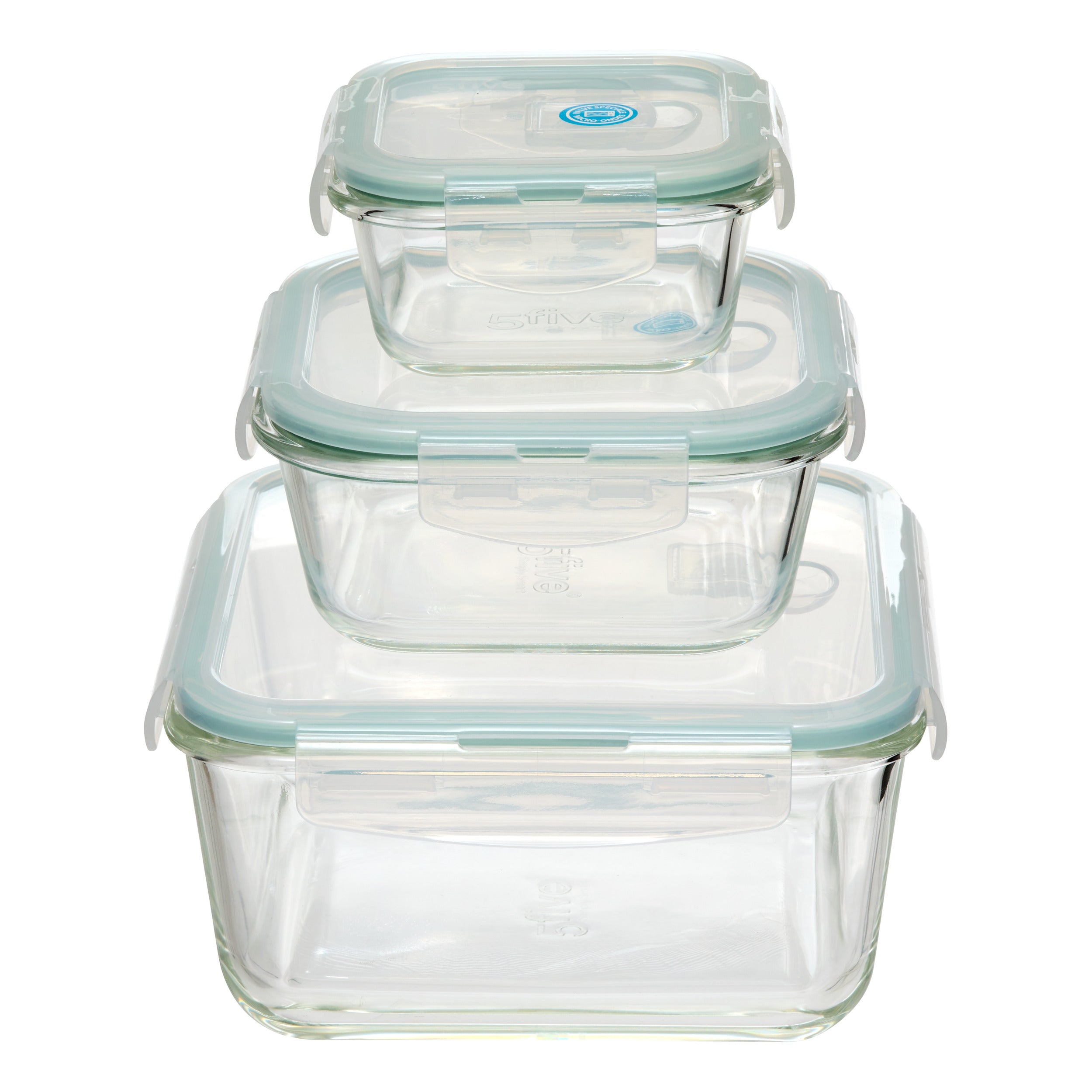 Lot cutie set 3 patrat sticla mare clipeat - Five