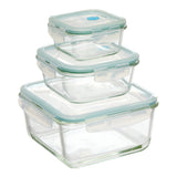 Lot cutie set 3 patrat sticla mare clipeat - Five