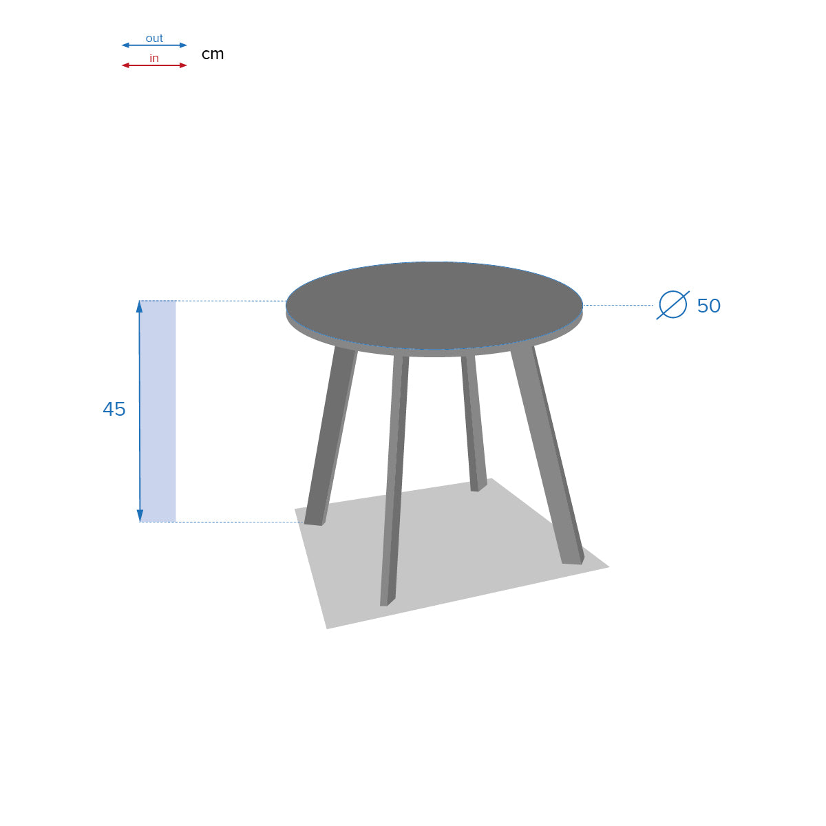 Mobilier gradina, masa laterala saona D50 cm grafit - Hesperide