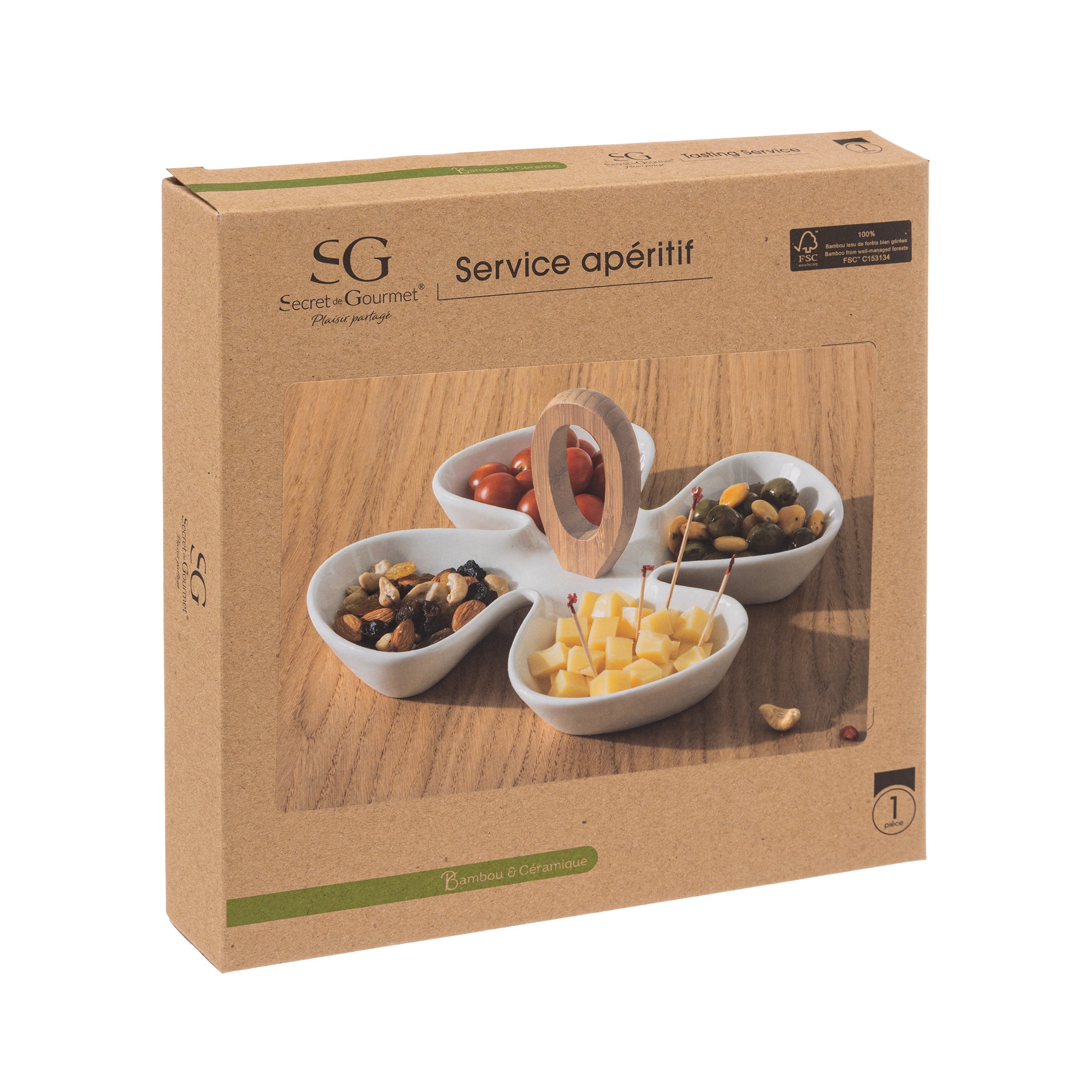 Set farfurii prezentare bambus alb rio 28 x 28 cm - Secret de Gourmet