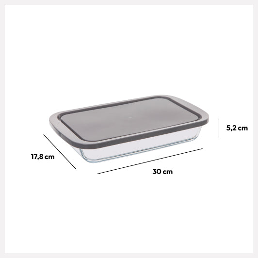 Farfurie dreptunghiular sticla cu capac 29 x 18 cm - Five