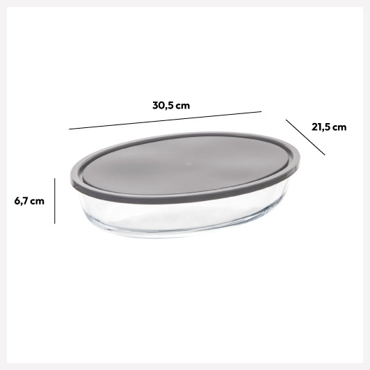Farfurie ovala sticla cu capac 30 x 21 cm - Five