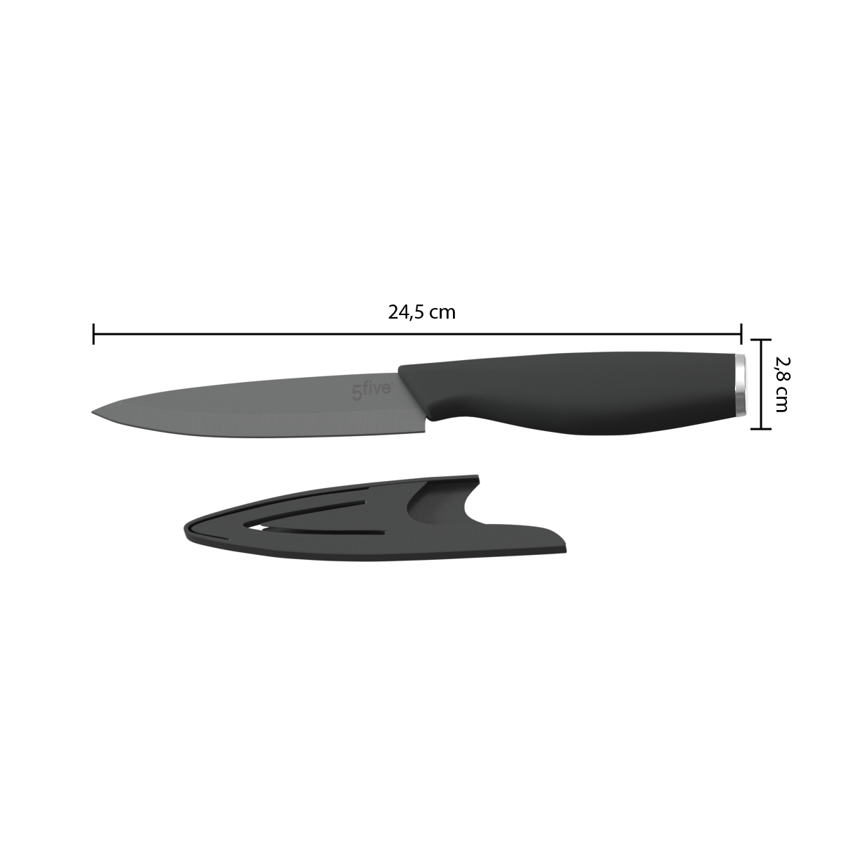 Cutit ceramic util negru 12.5 ab - Five