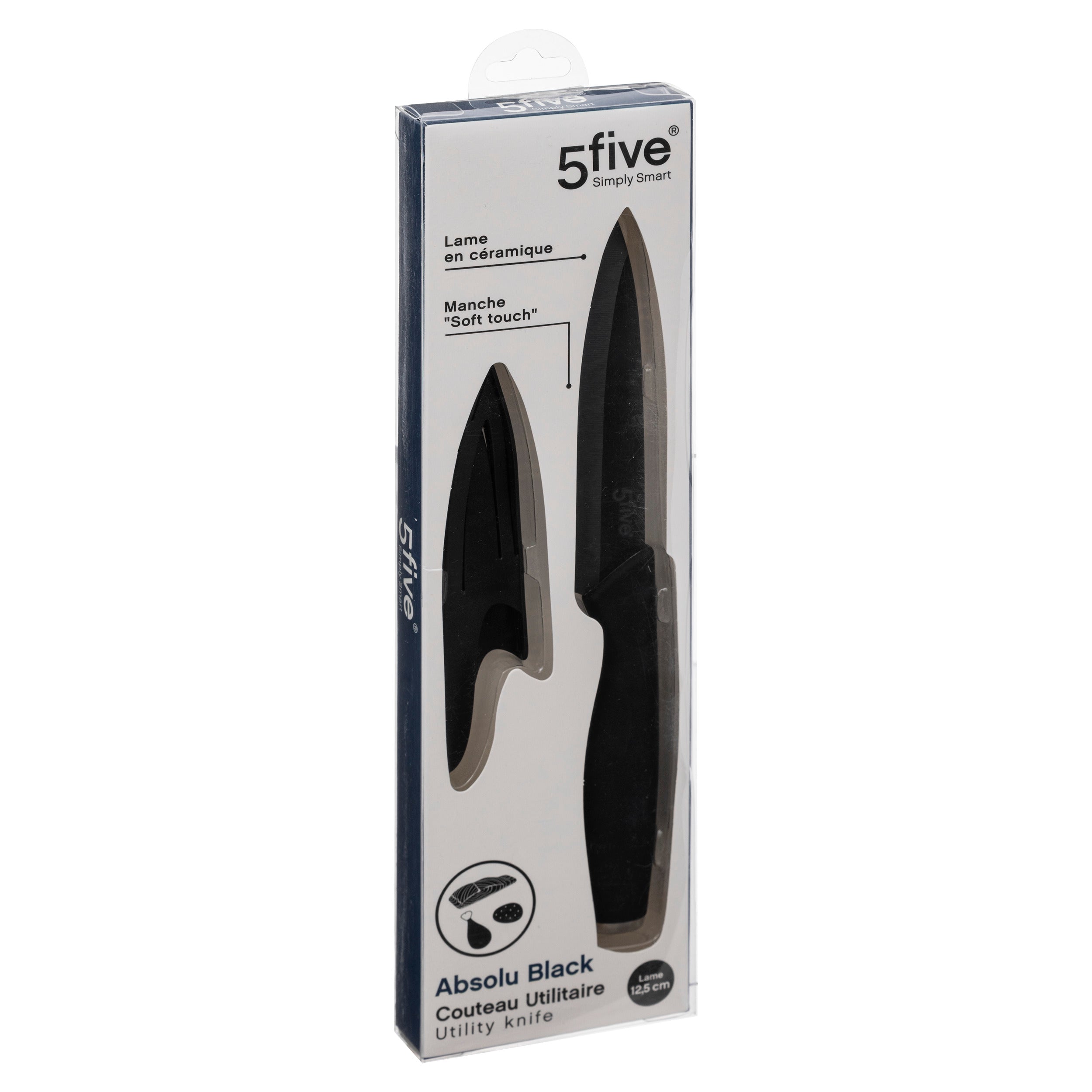 Cutit ceramic util negru 12.5 ab - Five