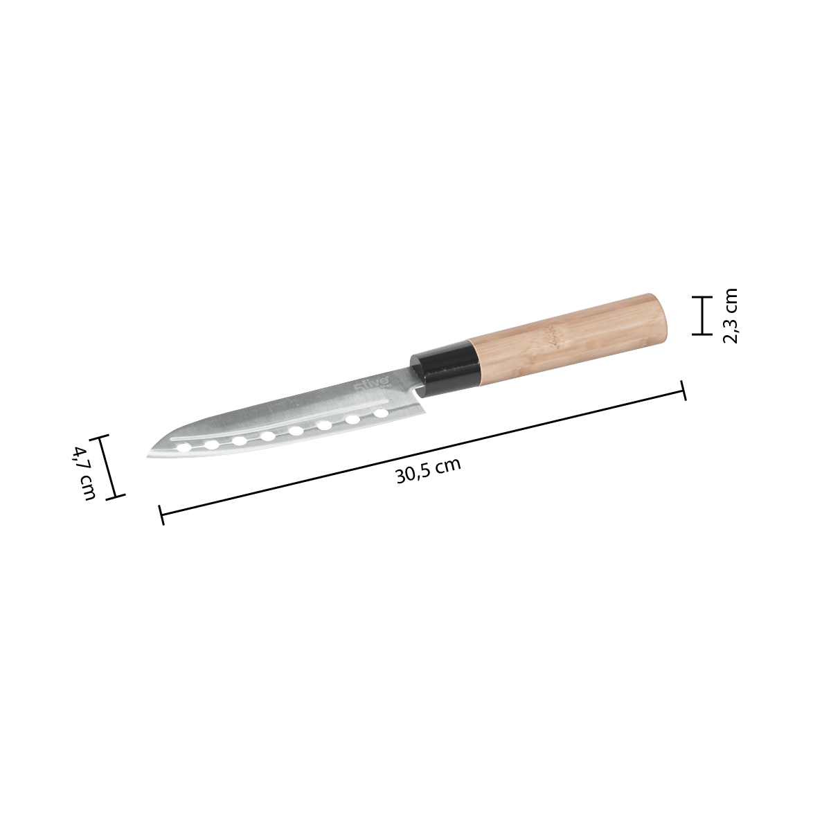 Cutit Santoku Black Bamboo, otel inoxidabil, maner bambus