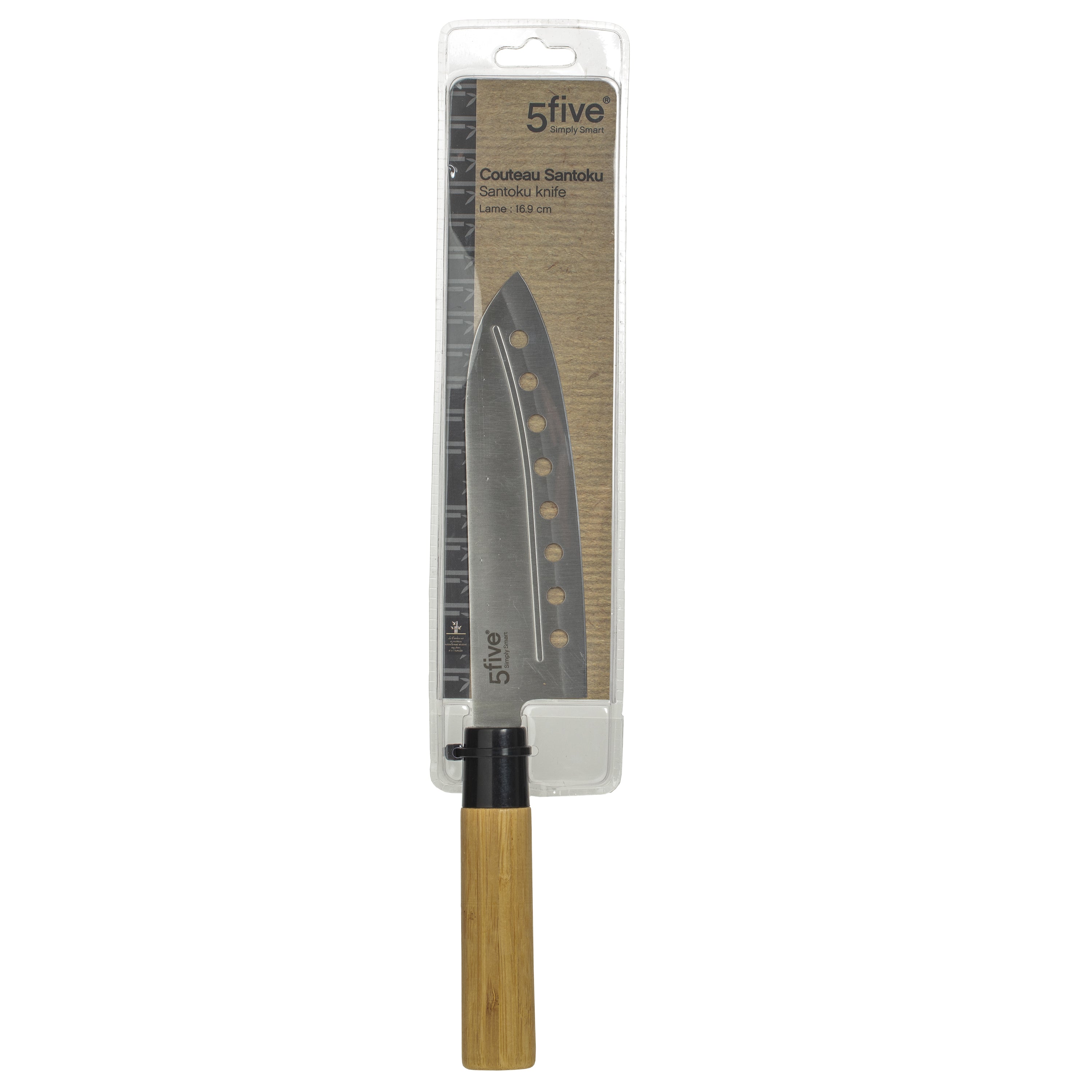 Cutit Santoku Black Bamboo, otel inoxidabil, maner bambus