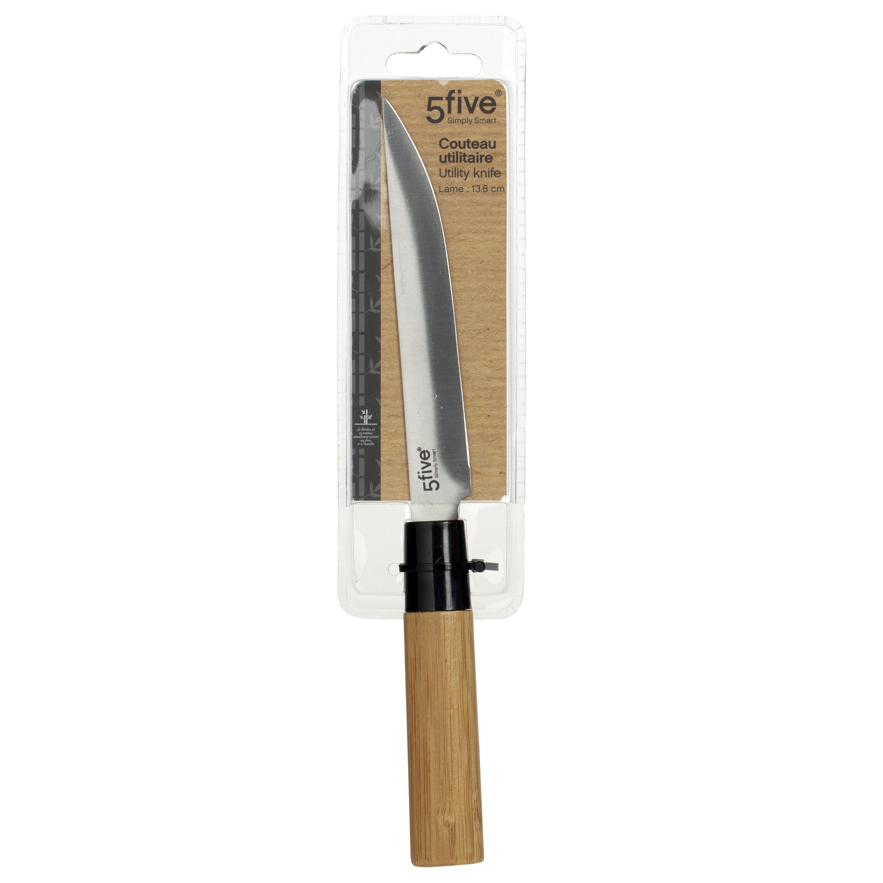 Cutit utilitar Black Bamboo, otel inoxidabil, maner bambus