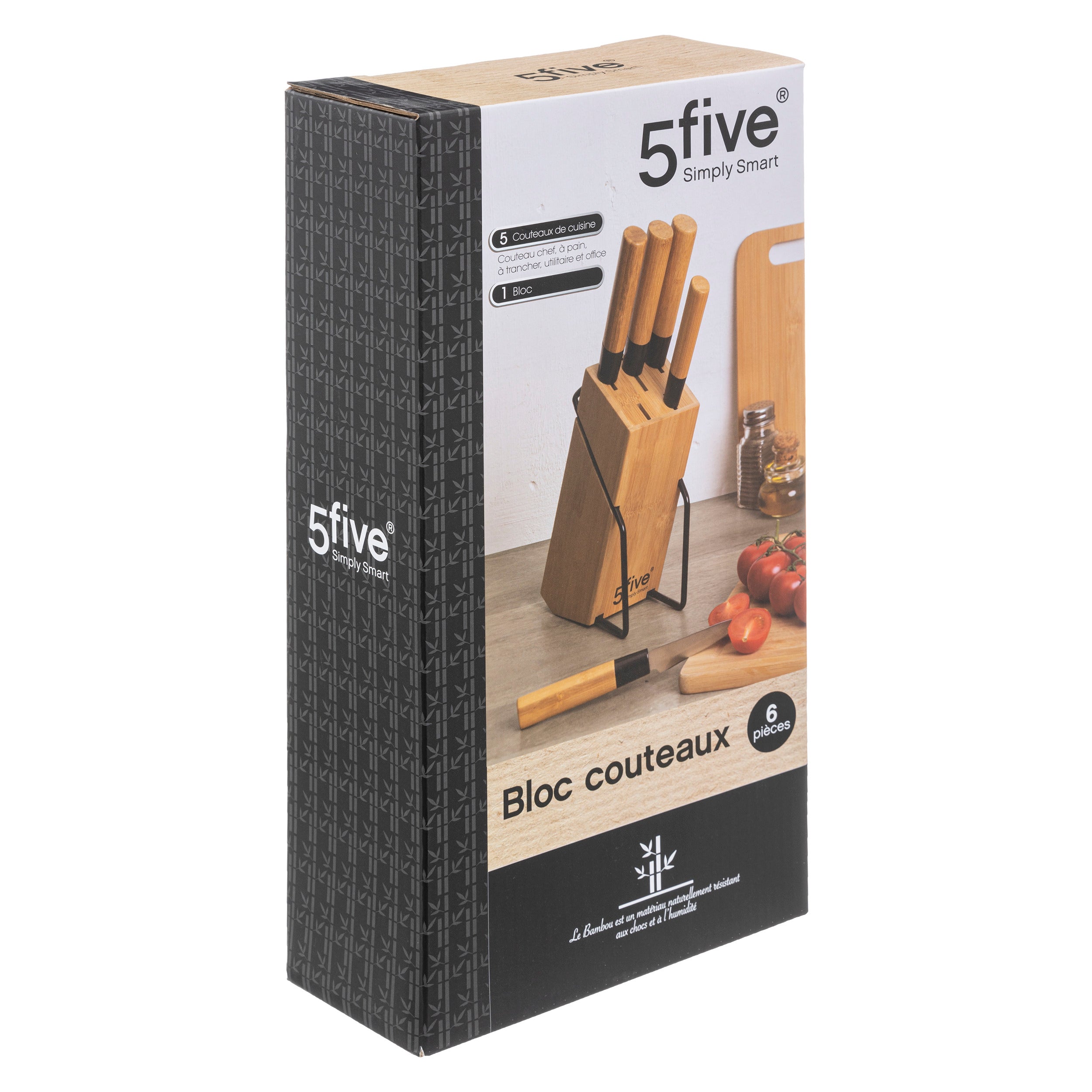 Suport 5 cutite din bambus negru - Five