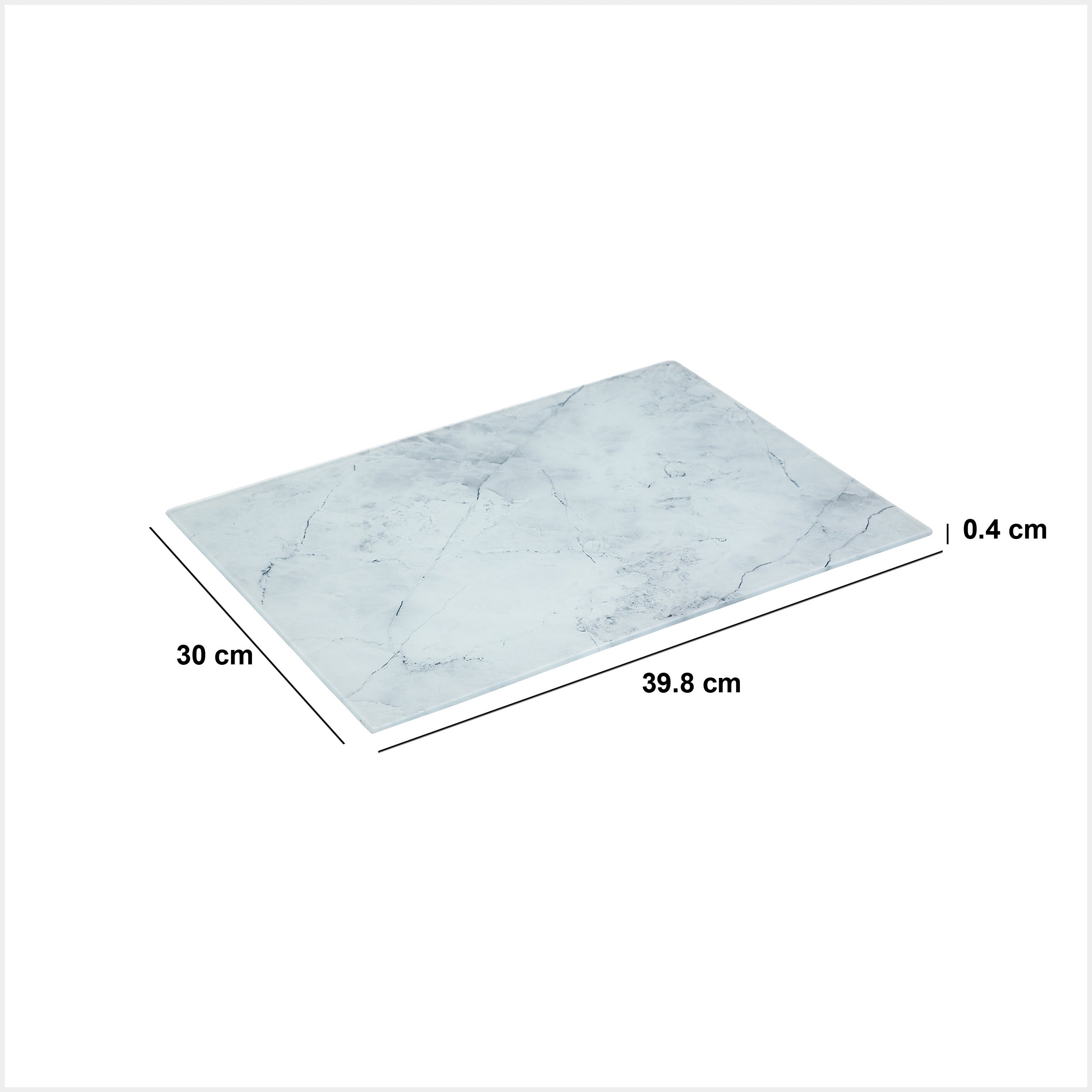 Tocator sticla alb marmura 40 x 30 cm - Five