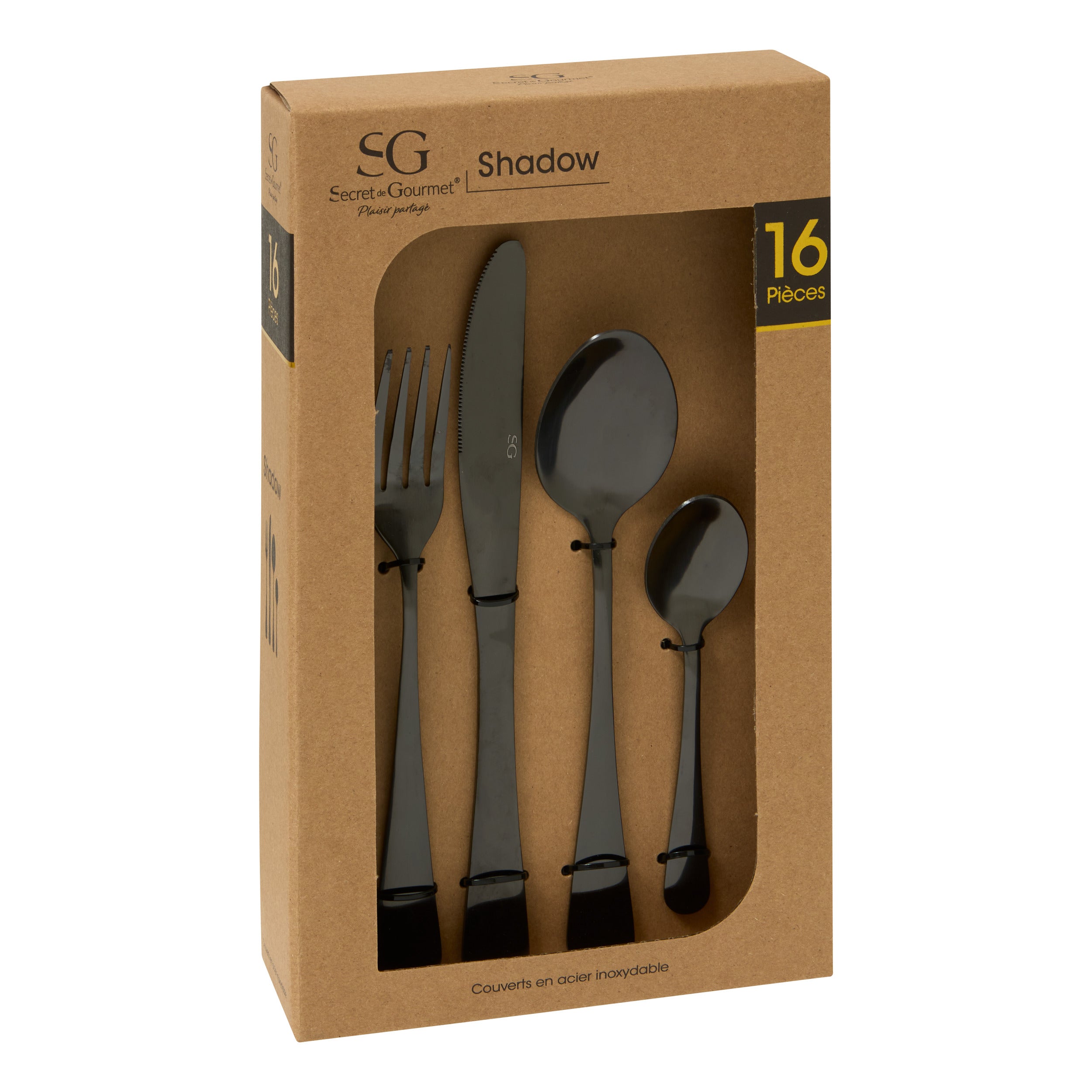 Set 16 piese tacamuri negre shadow - Secret de Gourmet
