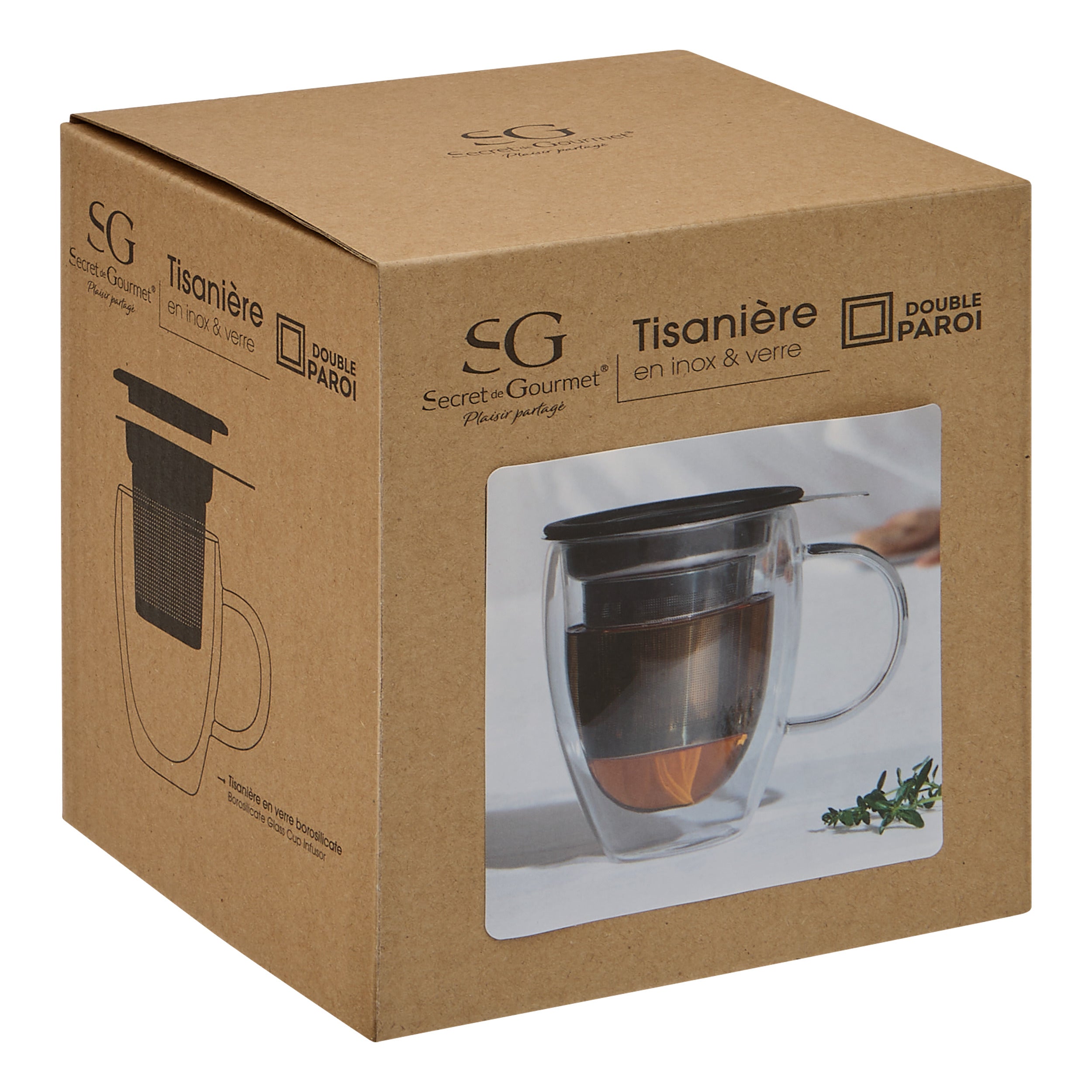 Set cani transparent sticla dw cu infuzor 30 cl - Secret de Gourmet